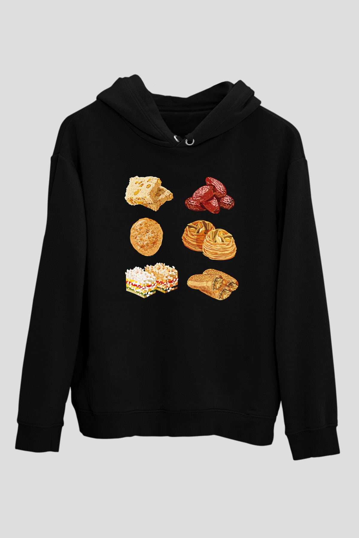 Ramazan Bayramı Baskılı Unisex Siyah Hoodie