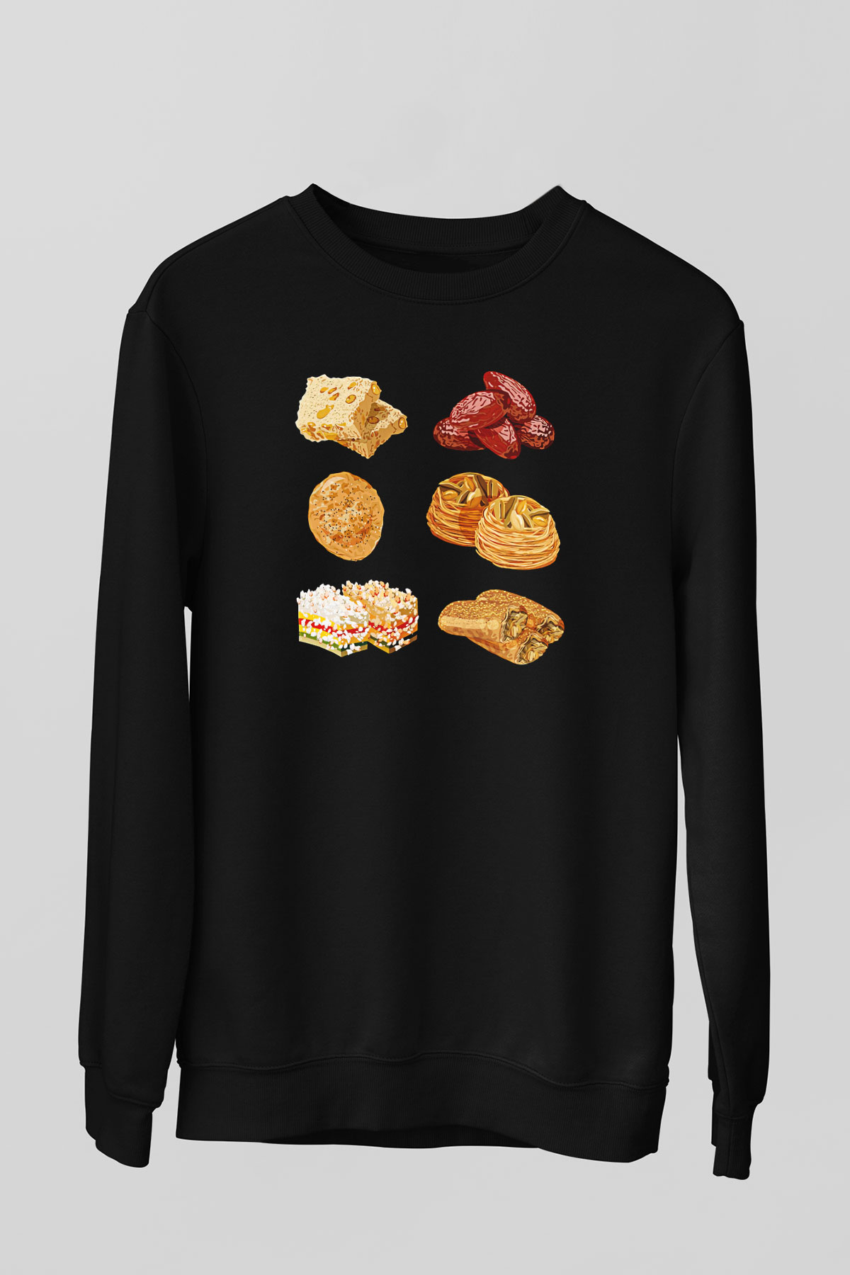 Ramazan Bayramı Baskılı Unisex Siyah Sweatshirt