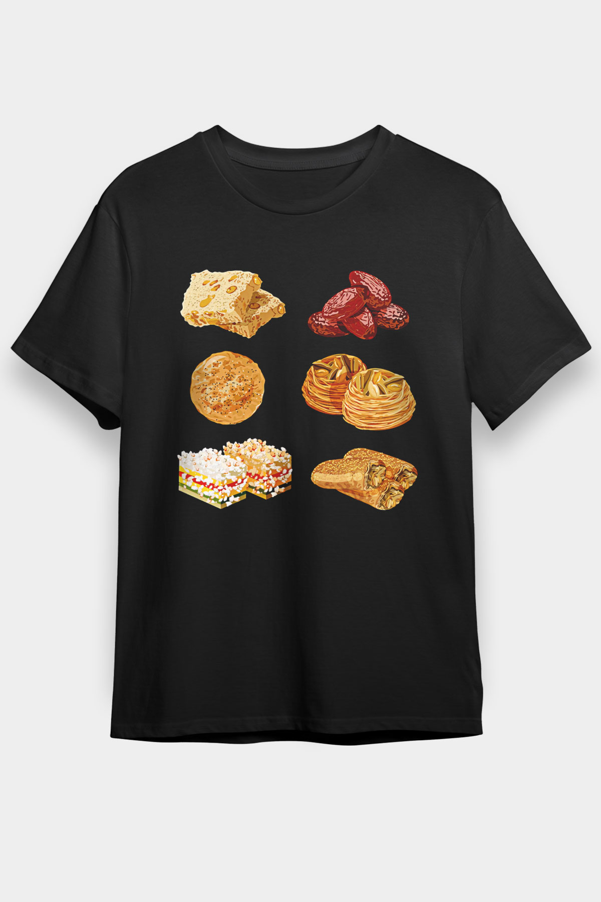 Ramazan Bayramı Baskılı Unisex Siyah Tişört - Tshirt