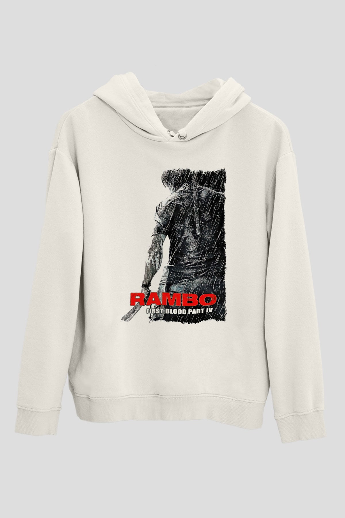 Rambo Beyaz Unisex Hoodie