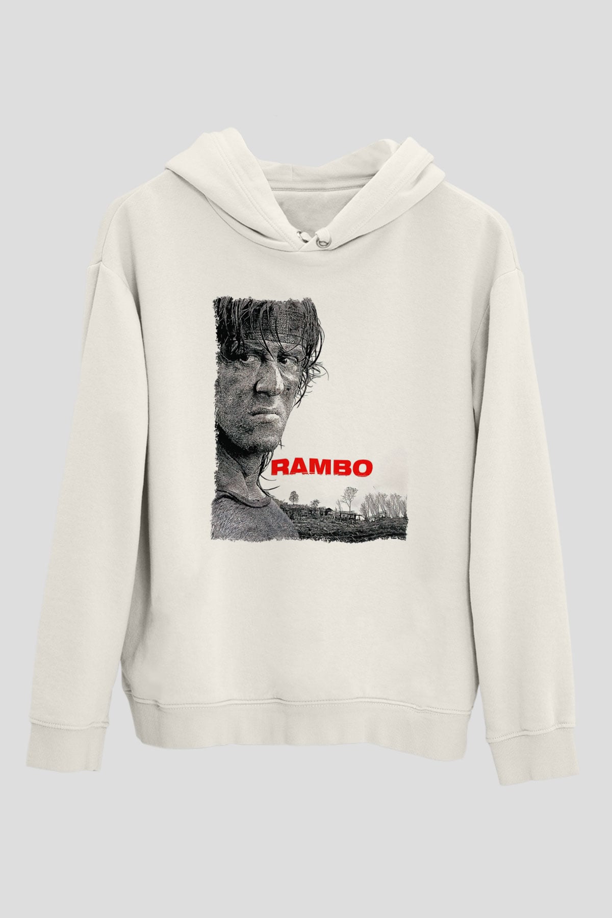 Rambo Beyaz Unisex Hoodie
