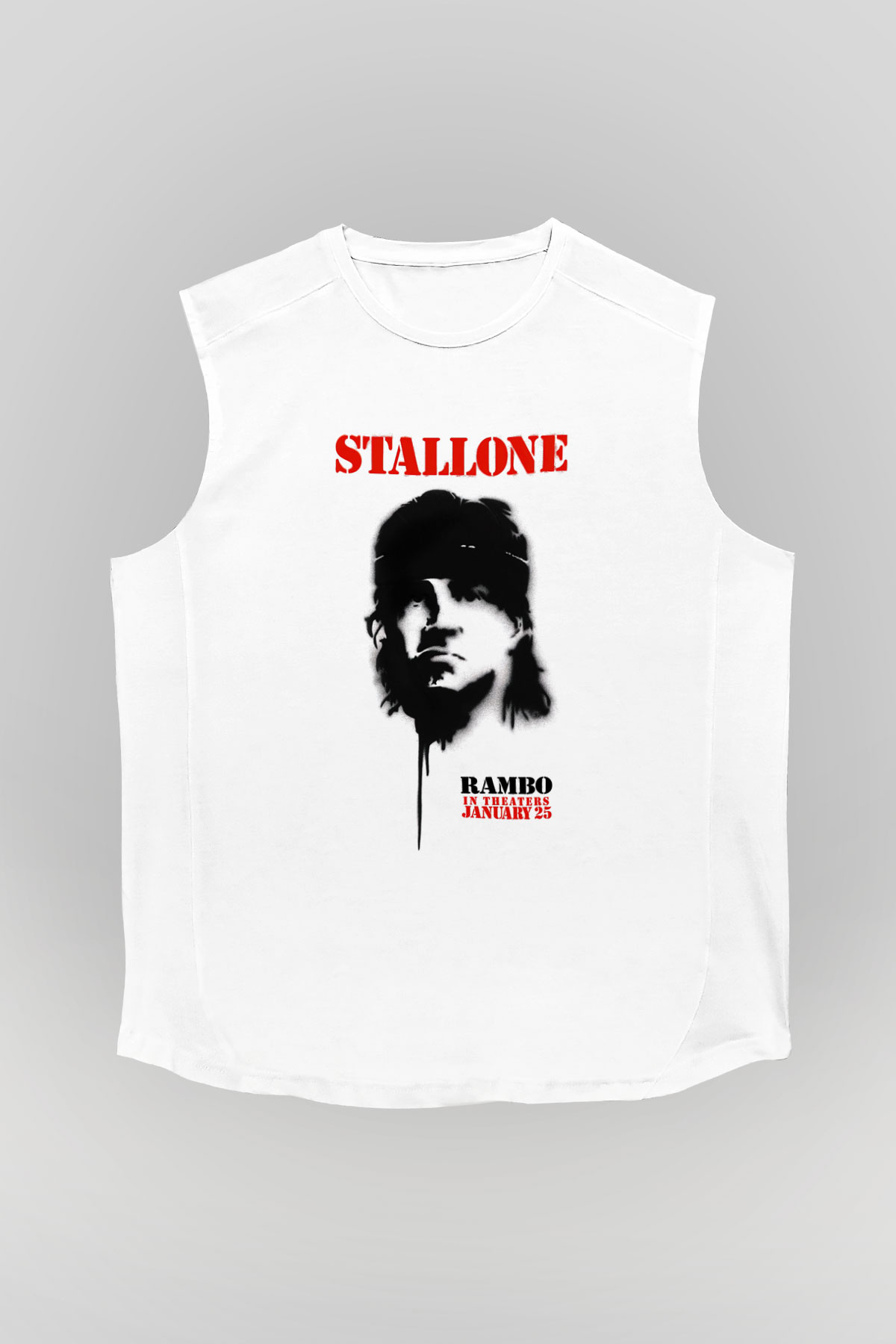 Rambo Beyaz Unisex Kolsuz Tişört
