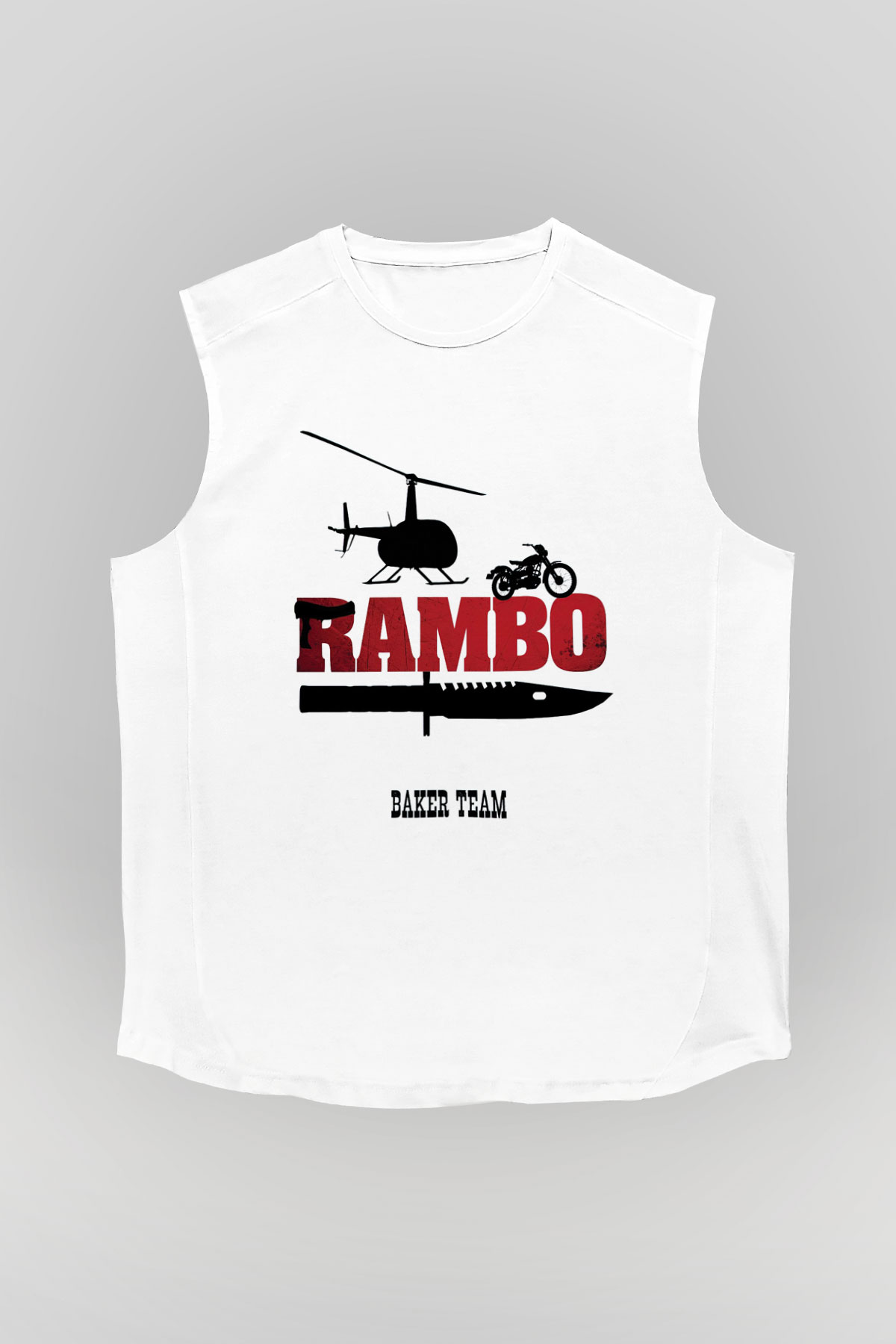 Rambo Beyaz Unisex Kolsuz Tişört