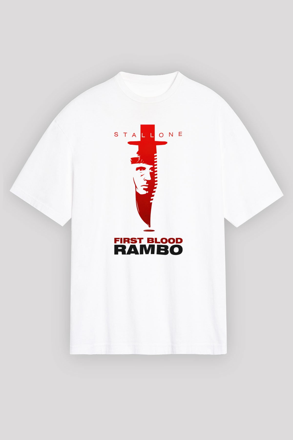 Rambo Beyaz Unisex Oversize Tişört T-Shirt