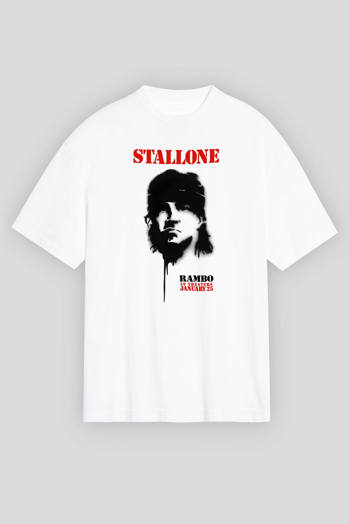 Rambo Beyaz Unisex Oversize Tişört T-Shirt