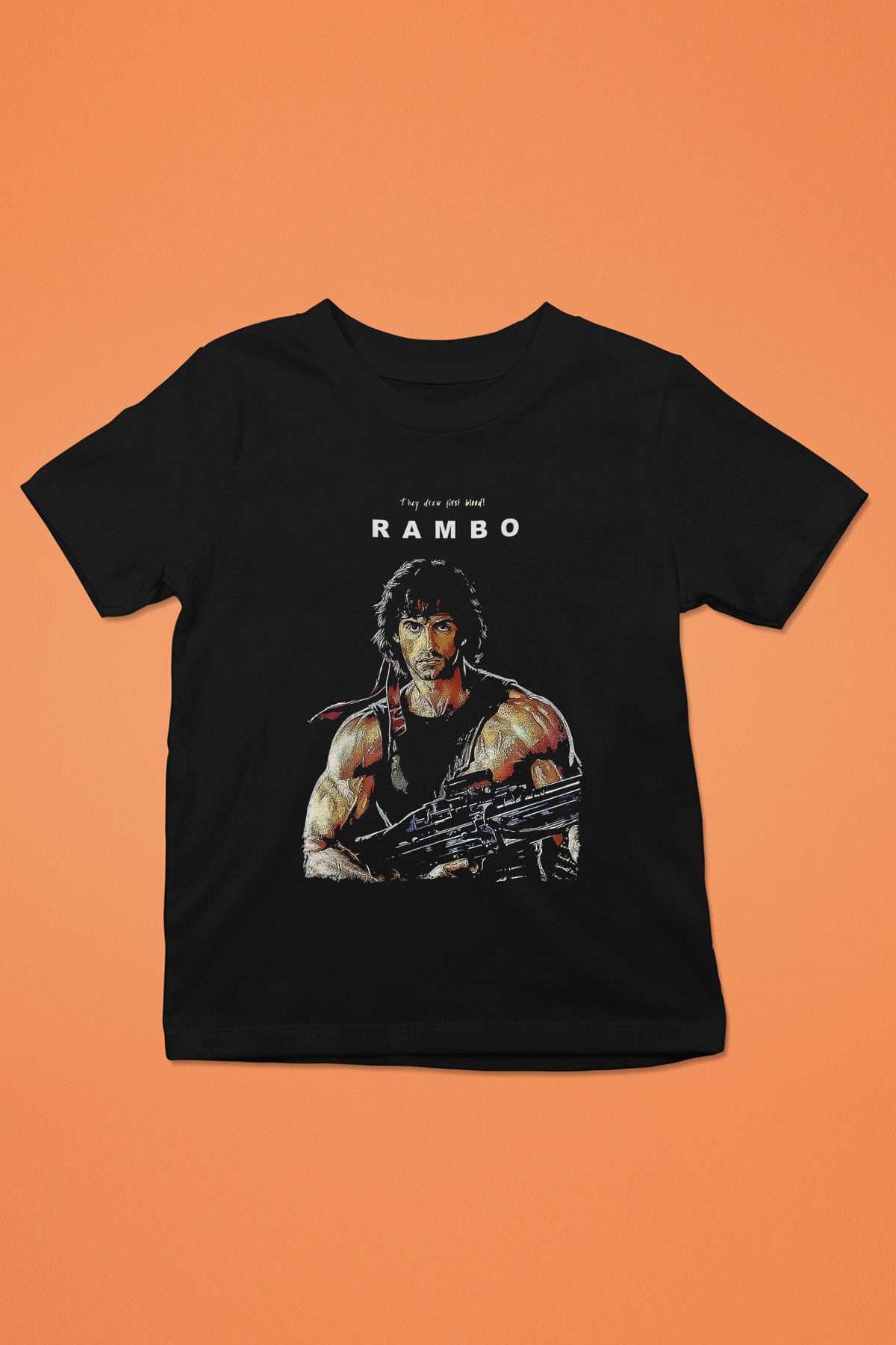 Rambo Siyah Unisex Çocuk Tişört