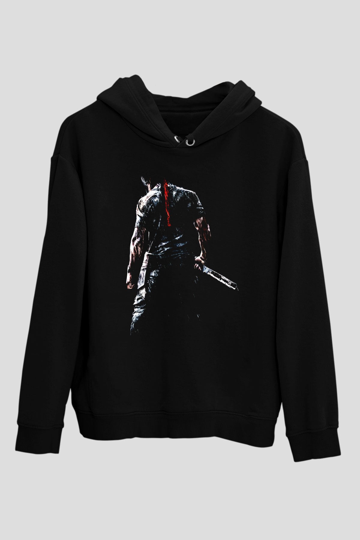 Rambo Siyah Unisex Kapşonlu Sweatshirt