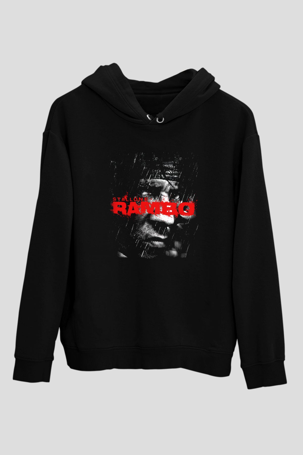 Rambo Siyah Unisex Kapüşonlu Sweatshirt