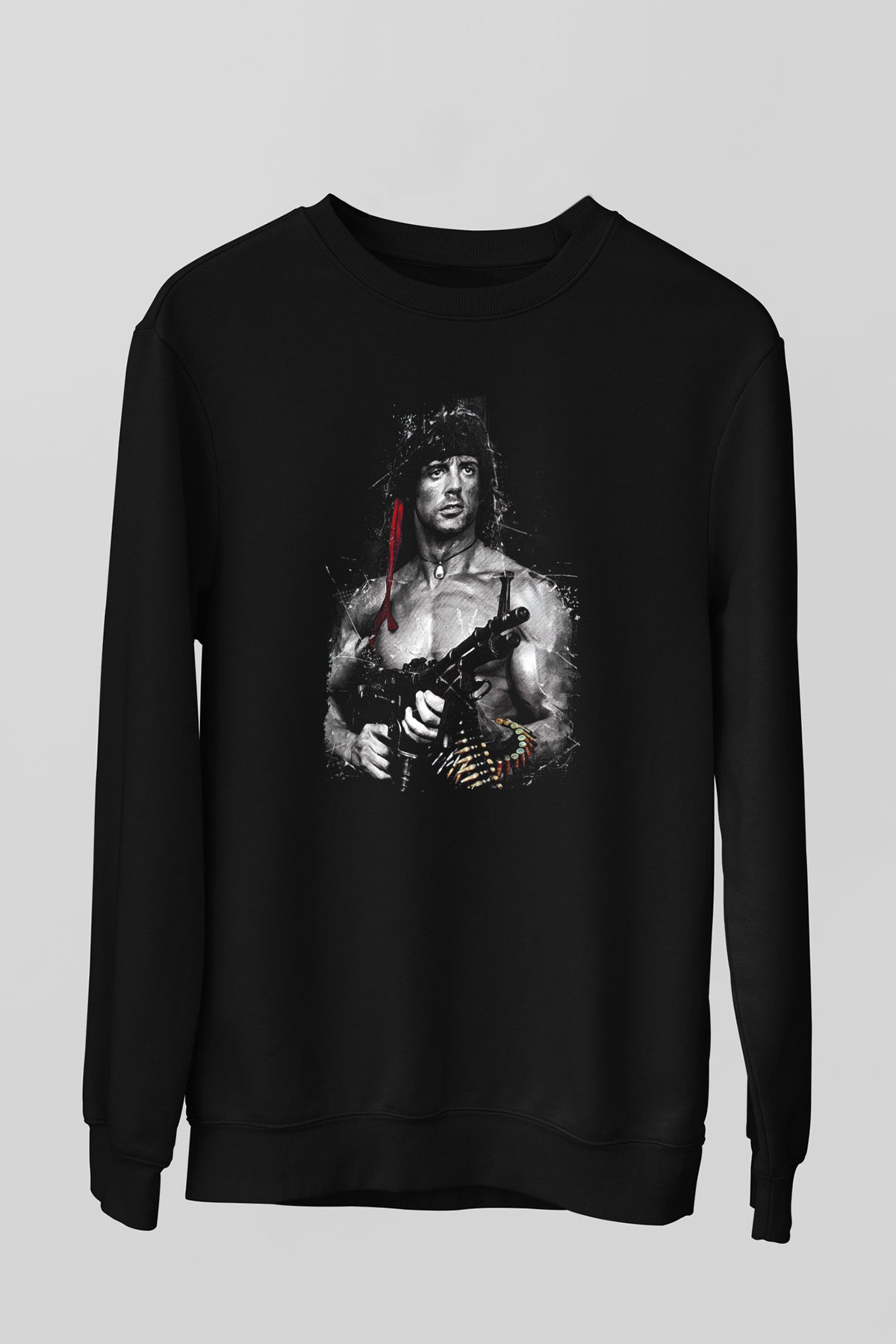 Rambo Siyah Unisex Sweatshirt