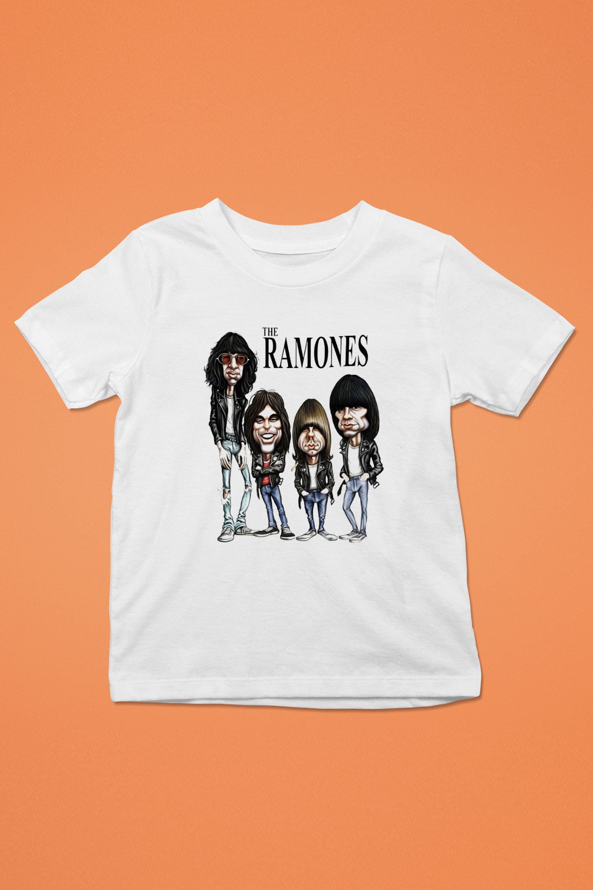 Ramones Baskılı Beyaz Unisex Çocuk Tişört