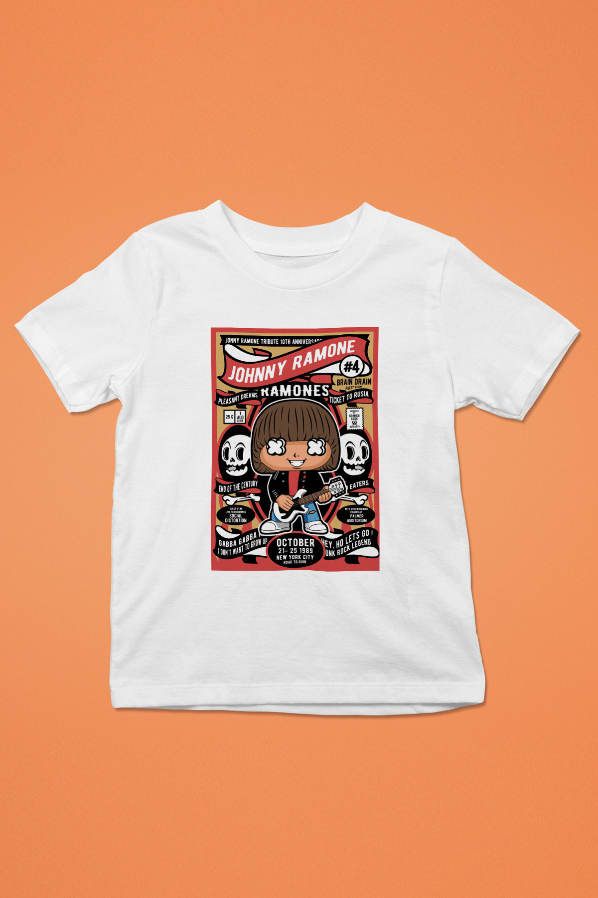 Ramones Baskılı Unisex Beyaz Çocuk Tişört