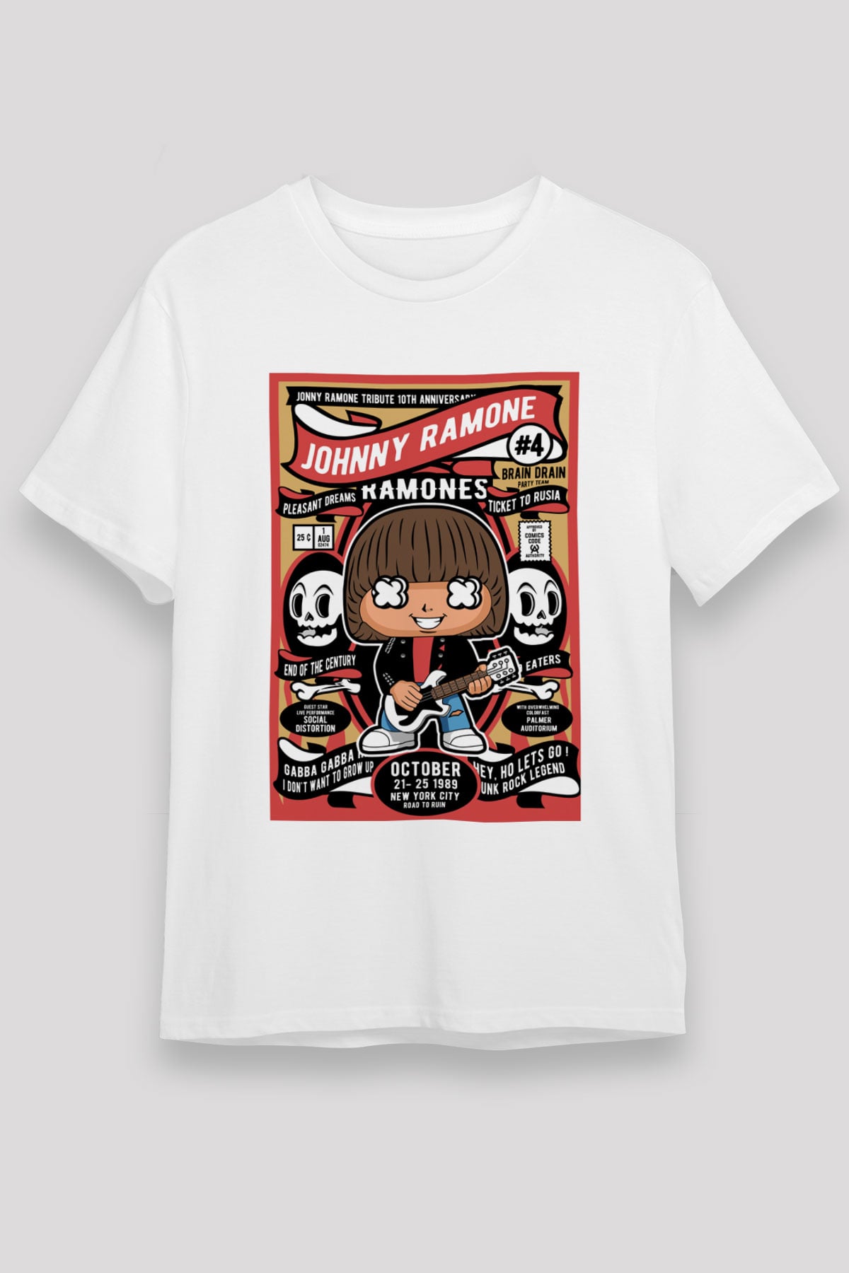 Ramones Baskılı Unisex Beyaz Tişört