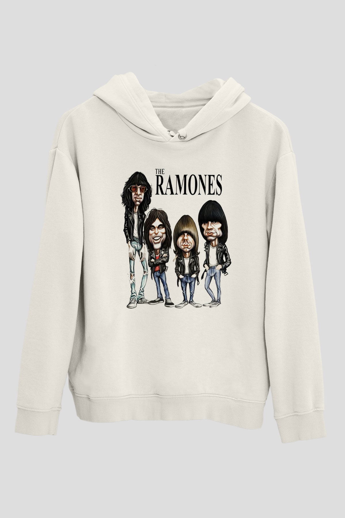 Ramones Beyaz Unisex Kapşonlu Sweatshirt