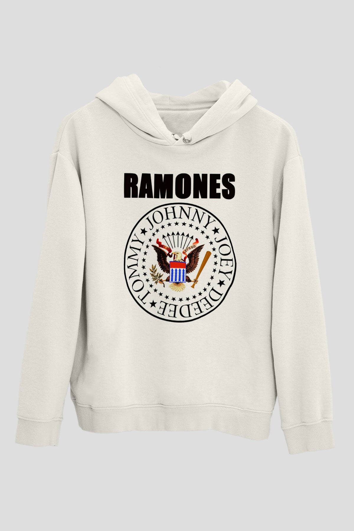 Ramones Beyaz Unisex Kapşonlu Sweatshirt