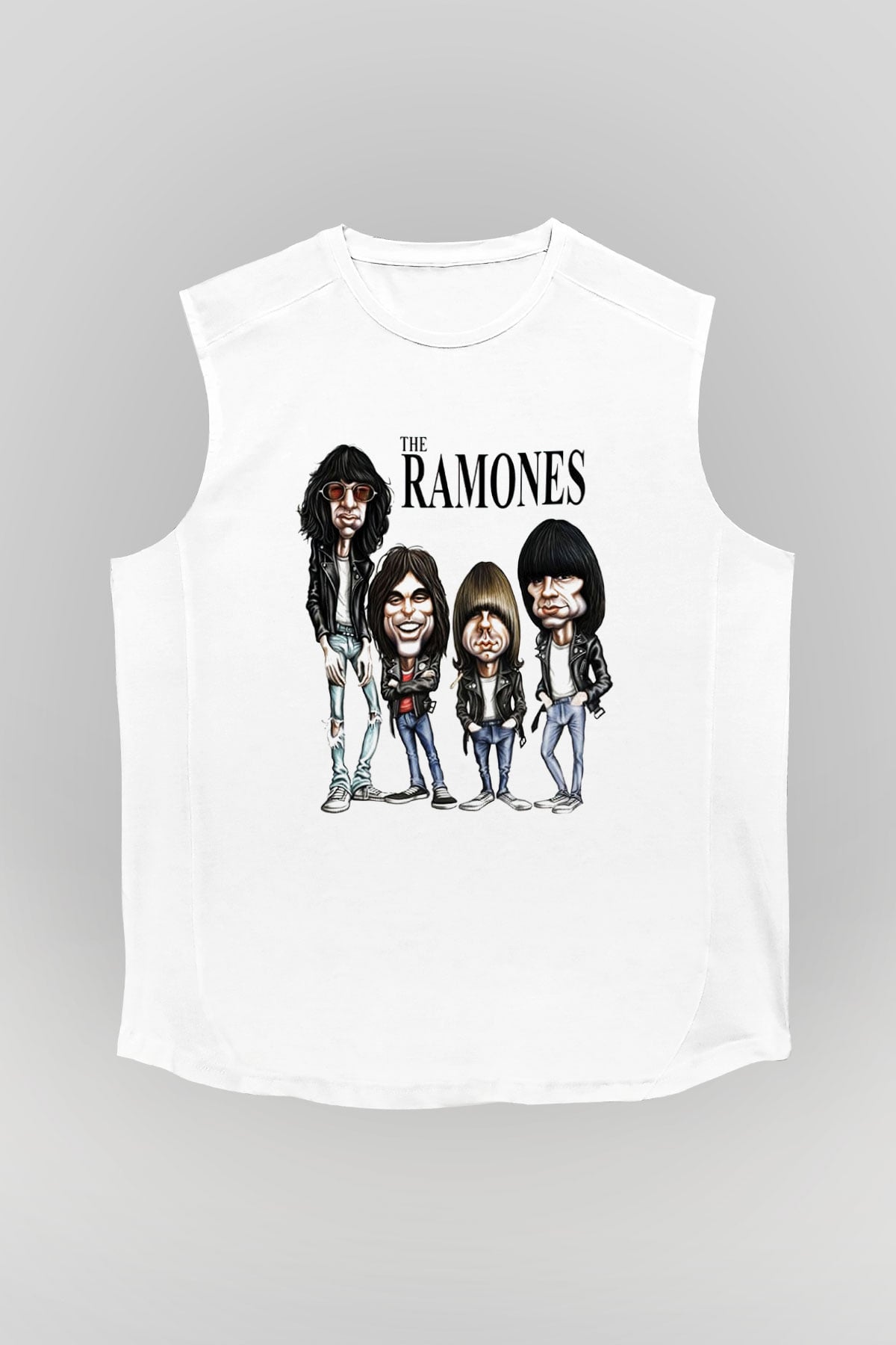 Ramones Beyaz Unisex Kolsuz Tişört