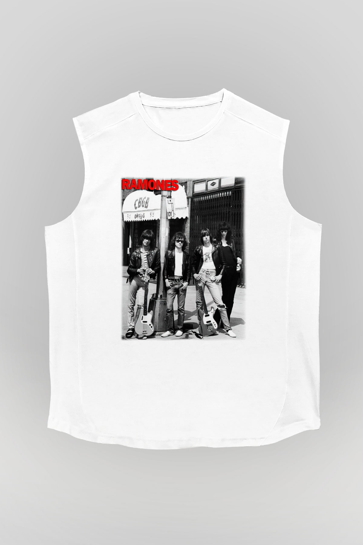 Ramones Beyaz Unisex Kolsuz Tişört