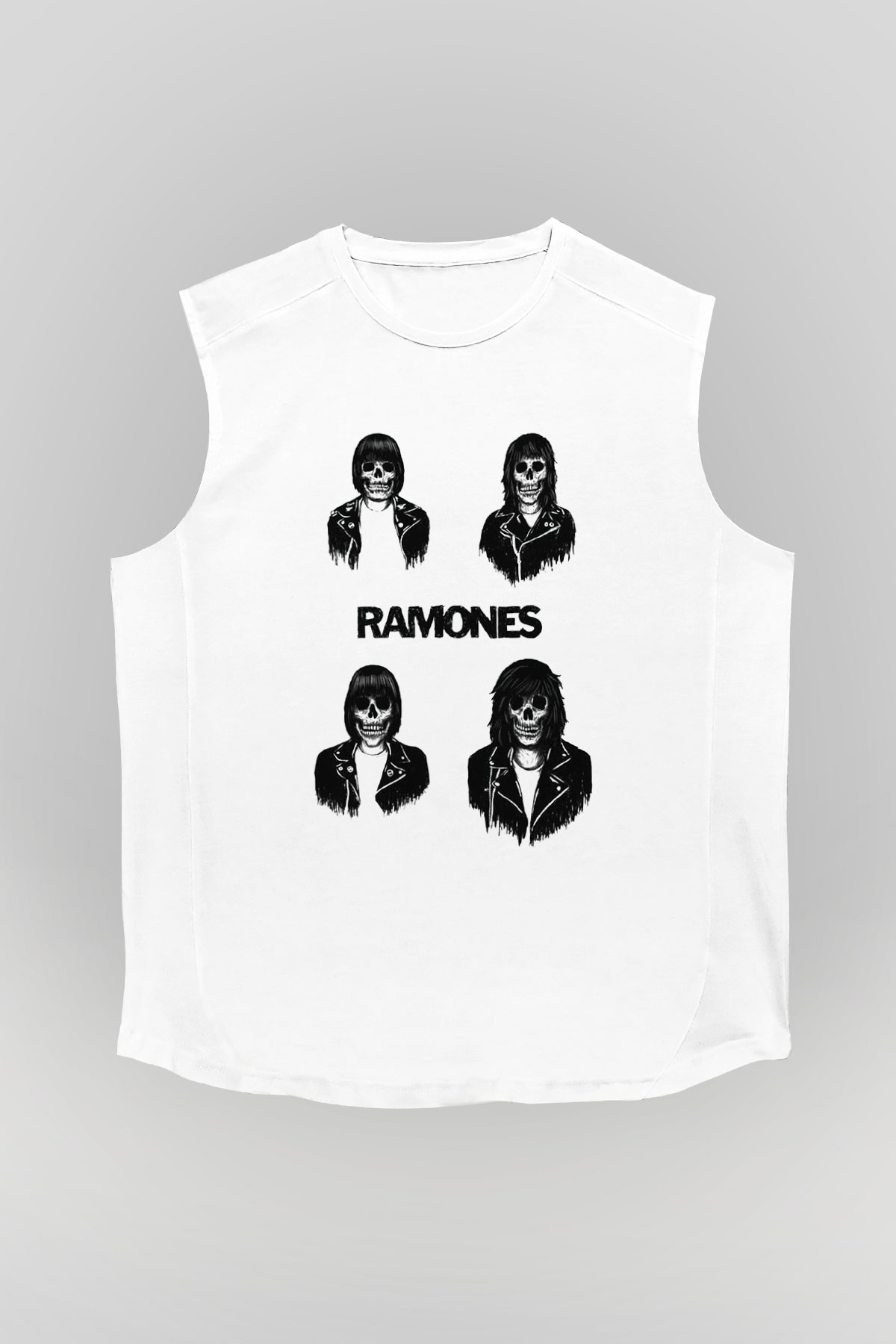 Ramones Beyaz Unisex Kolsuz Tişört