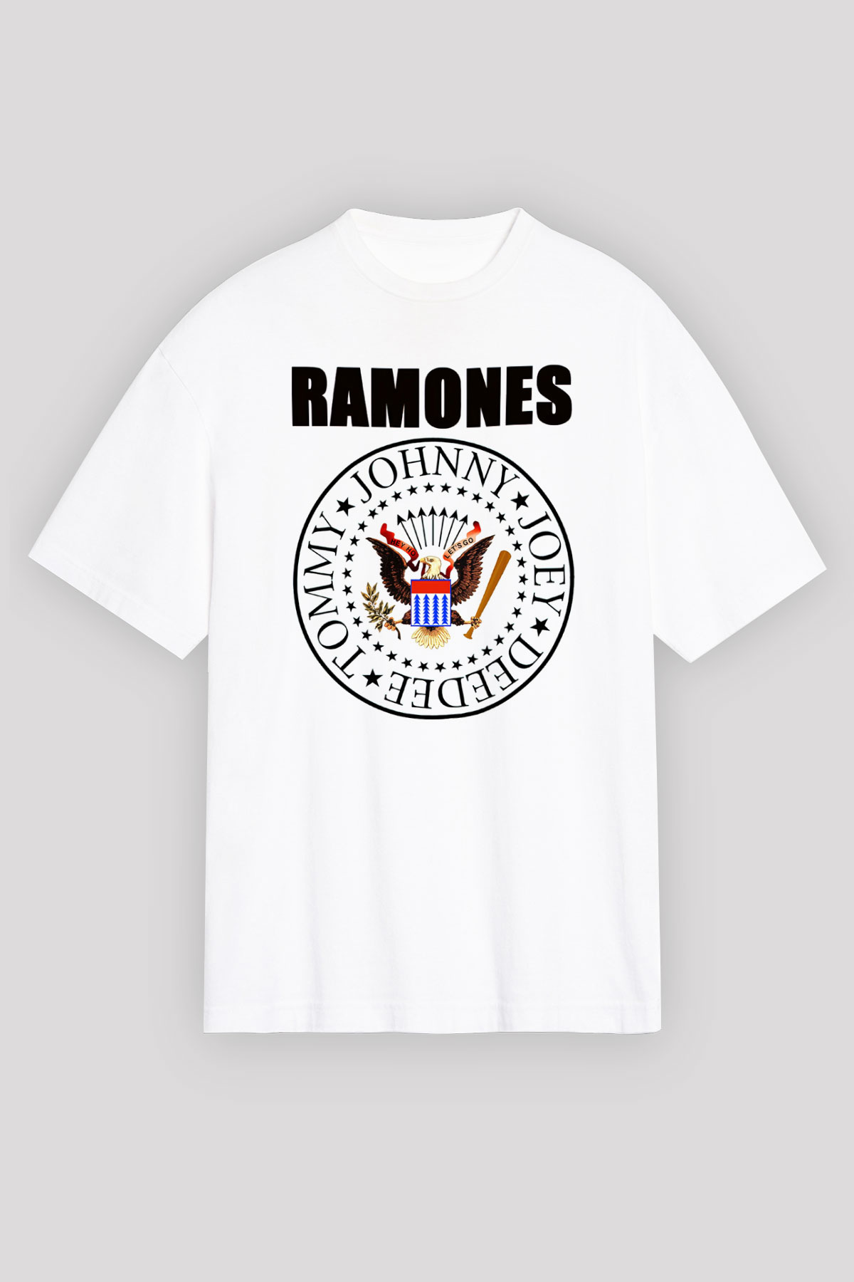Ramones Beyaz Unisex Oversize Tişört T-Shirt