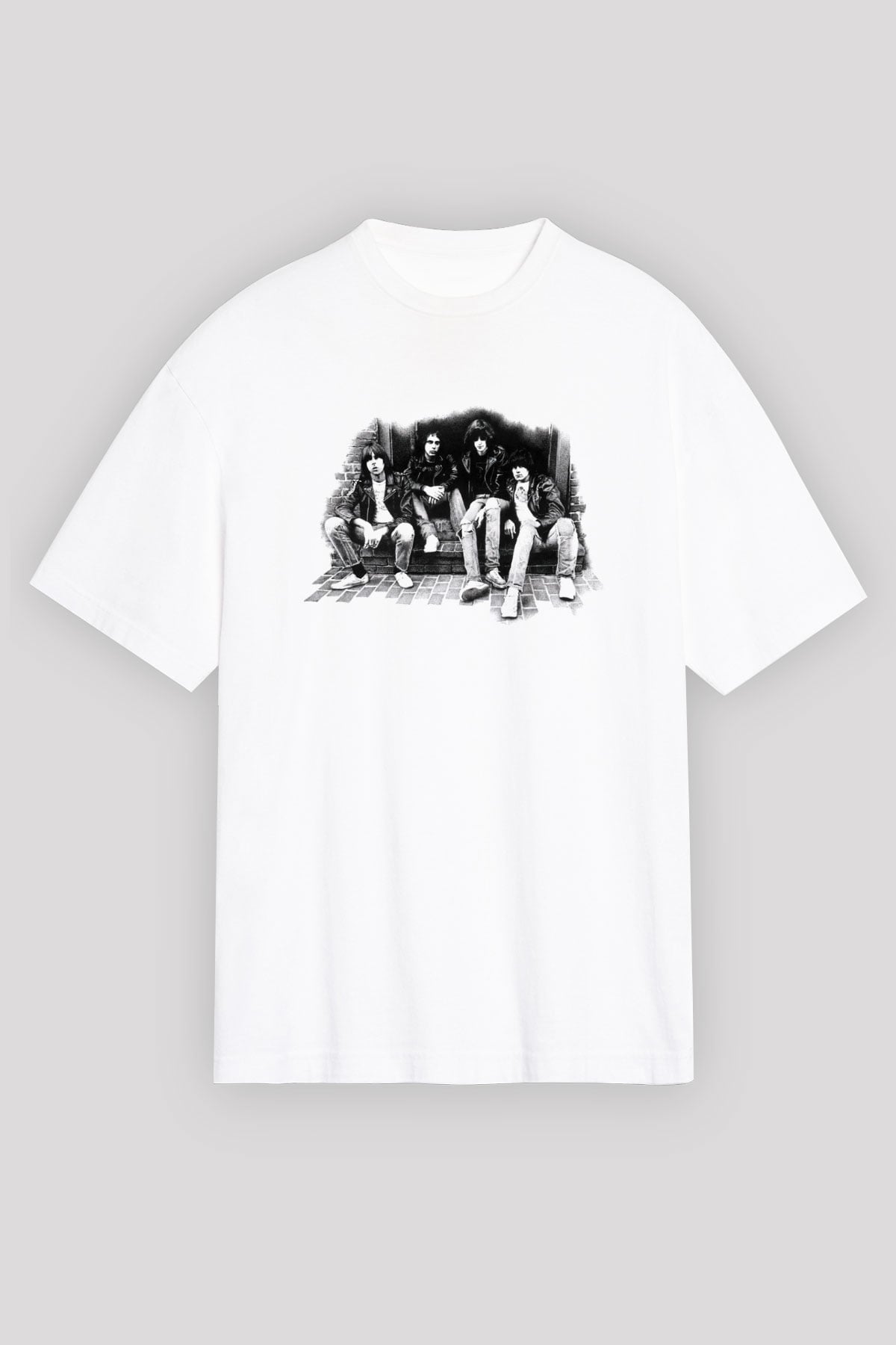 Ramones Beyaz Unisex Oversize Tişört T-Shirt