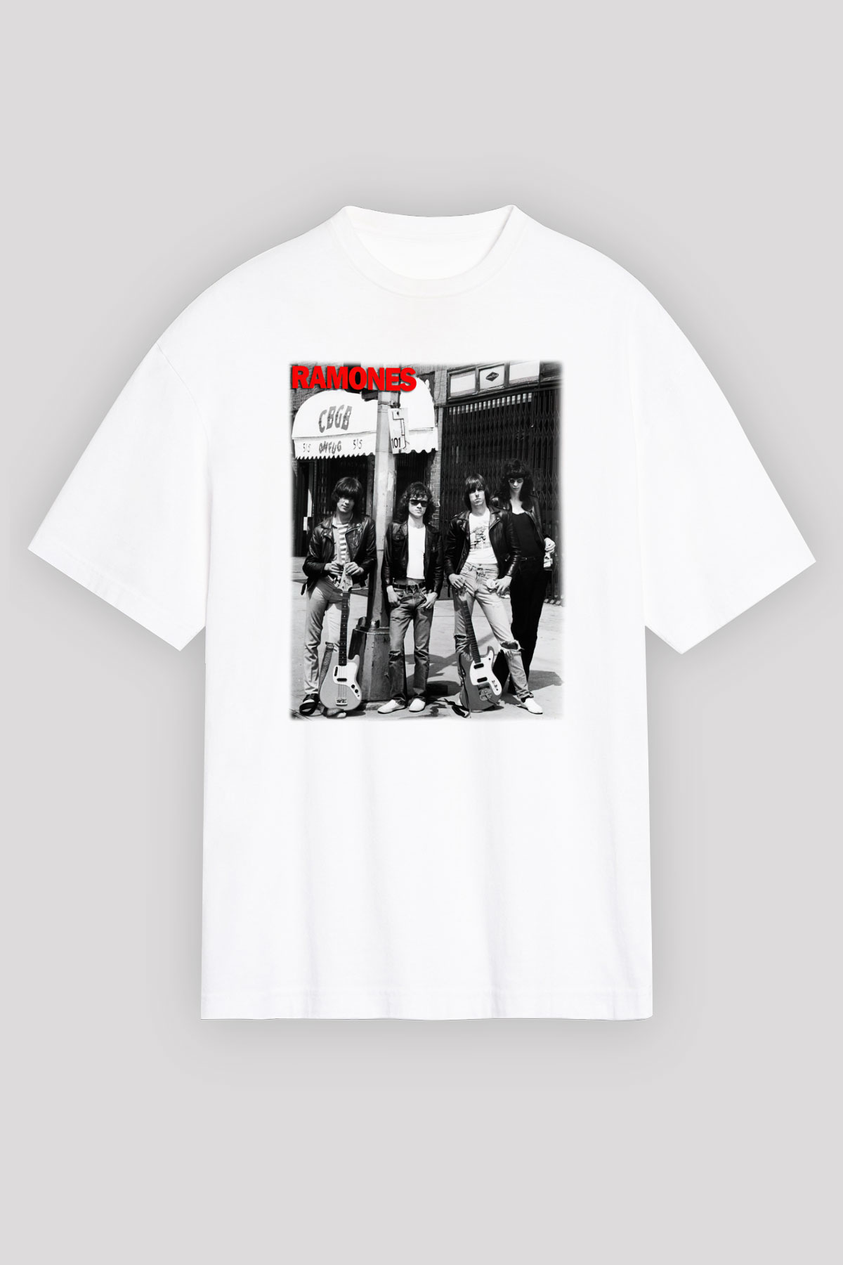 Ramones Beyaz Unisex Oversize Tişört T-Shirt