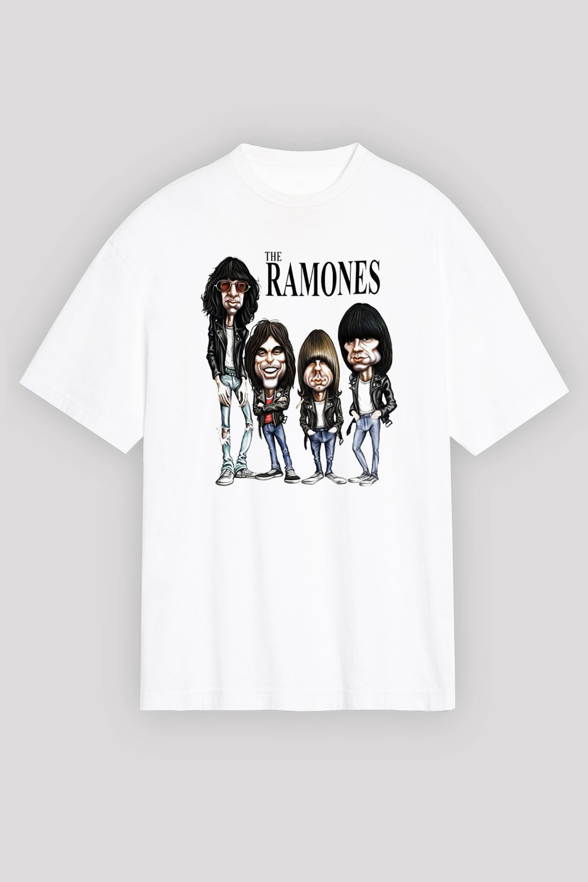 Ramones Beyaz Unisex Oversize Tişört T-Shirt