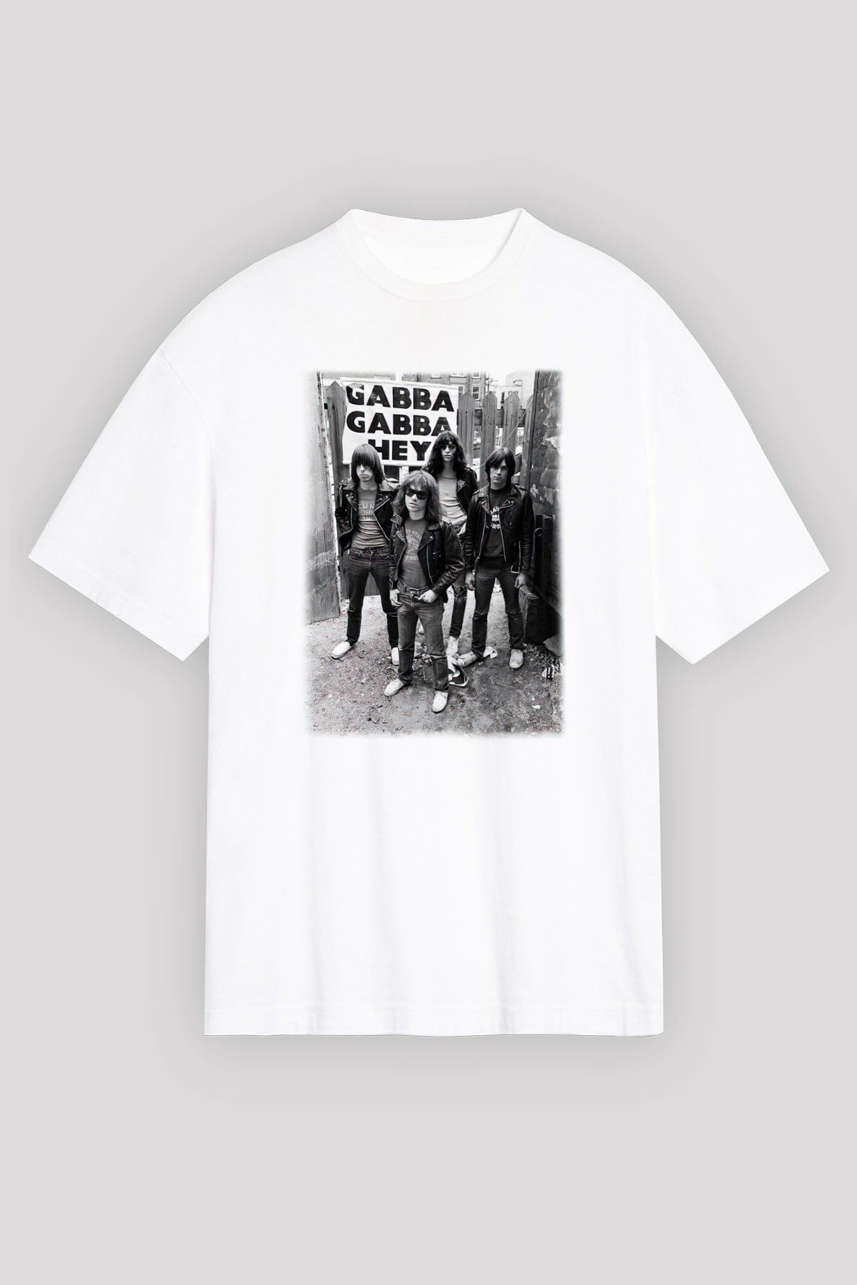 Ramones Beyaz Unisex Oversize Tişört T-Shirt