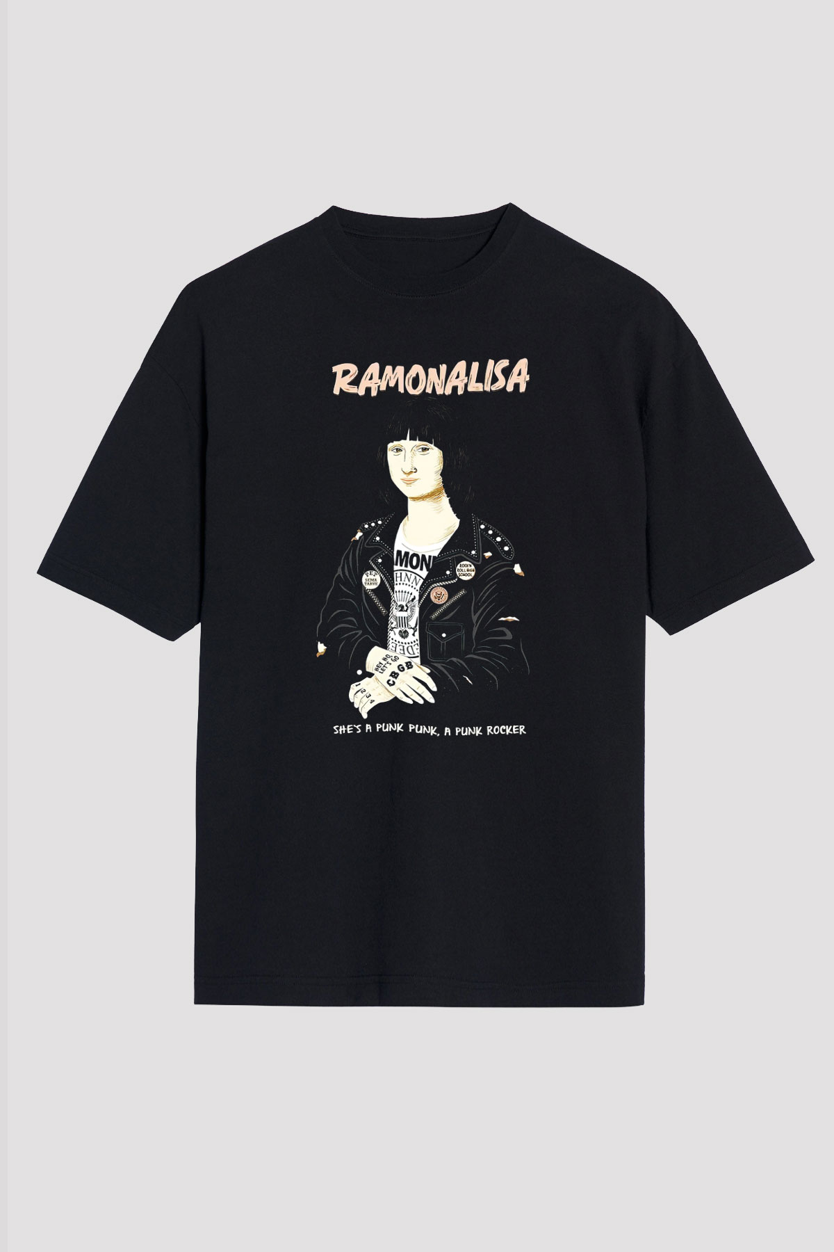 Ramones Siyah Unisex Oversize Tişört T-Shirt