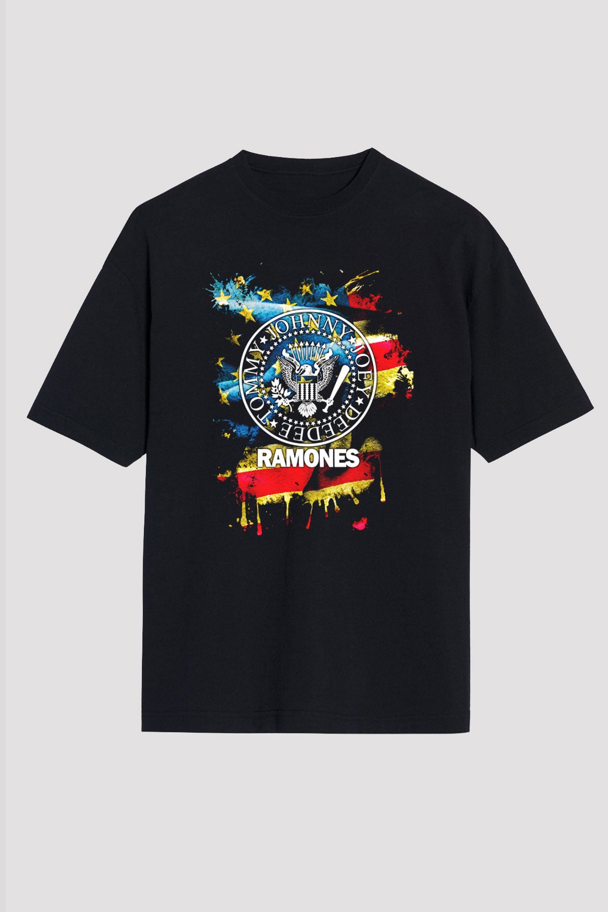 Ramones Siyah Unisex Oversize Tişört T-Shirt