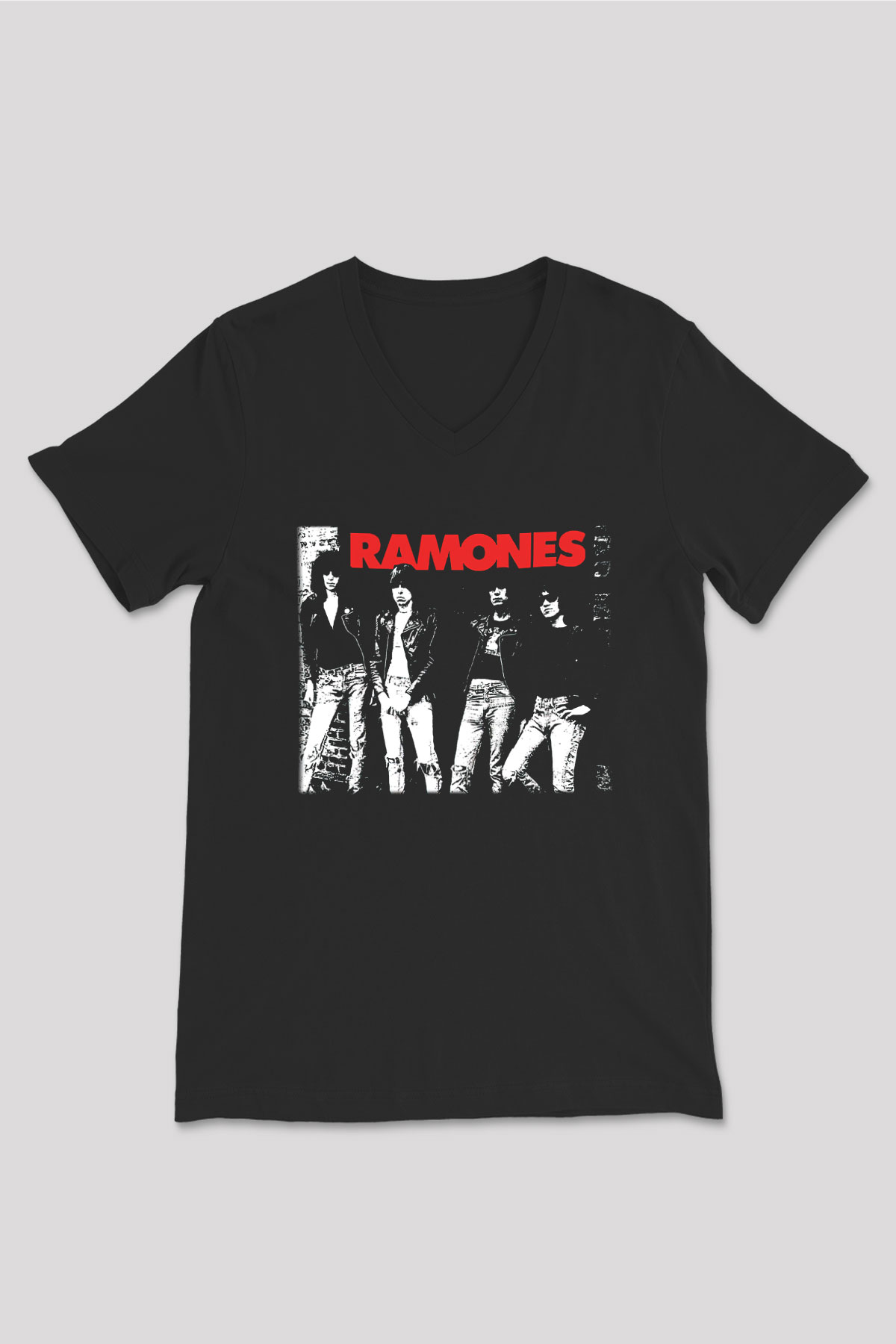 Ramones Siyah Unisex V Yaka Tişört T-Shirt