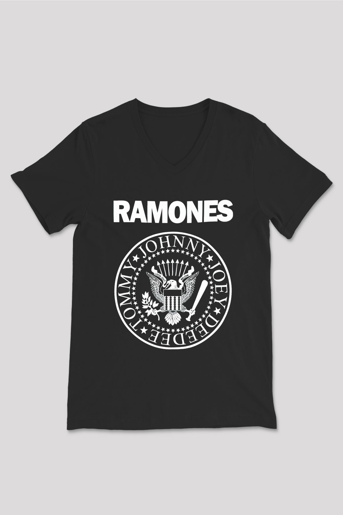 Ramones Siyah Unisex V Yaka Tişört T-Shirt