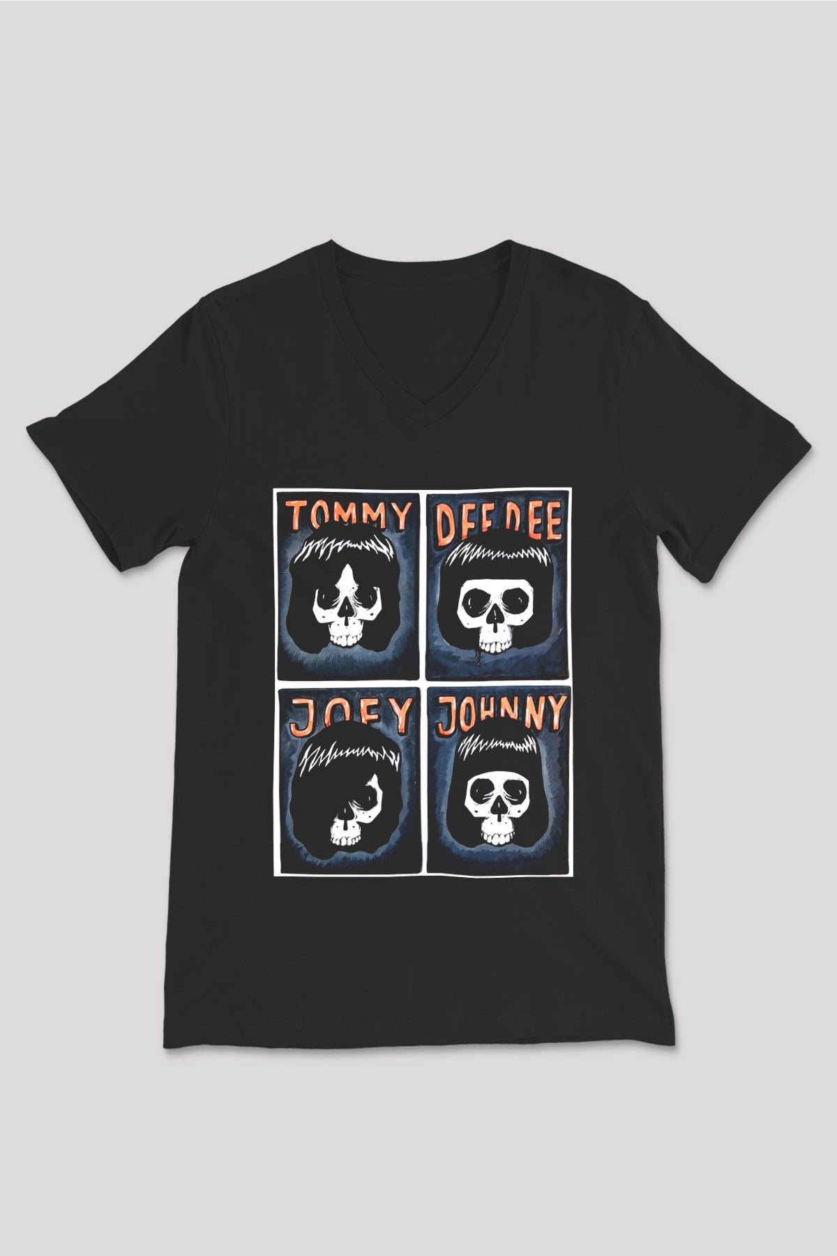 Ramones Siyah Unisex V Yaka Tişört T-Shirt