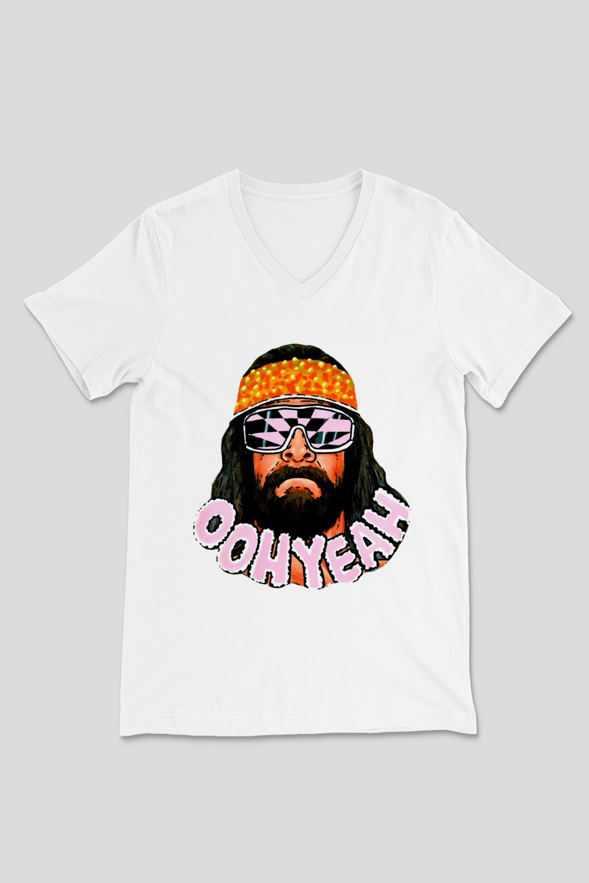 Randy Savage Beyaz Unisex  V Yaka Tişört