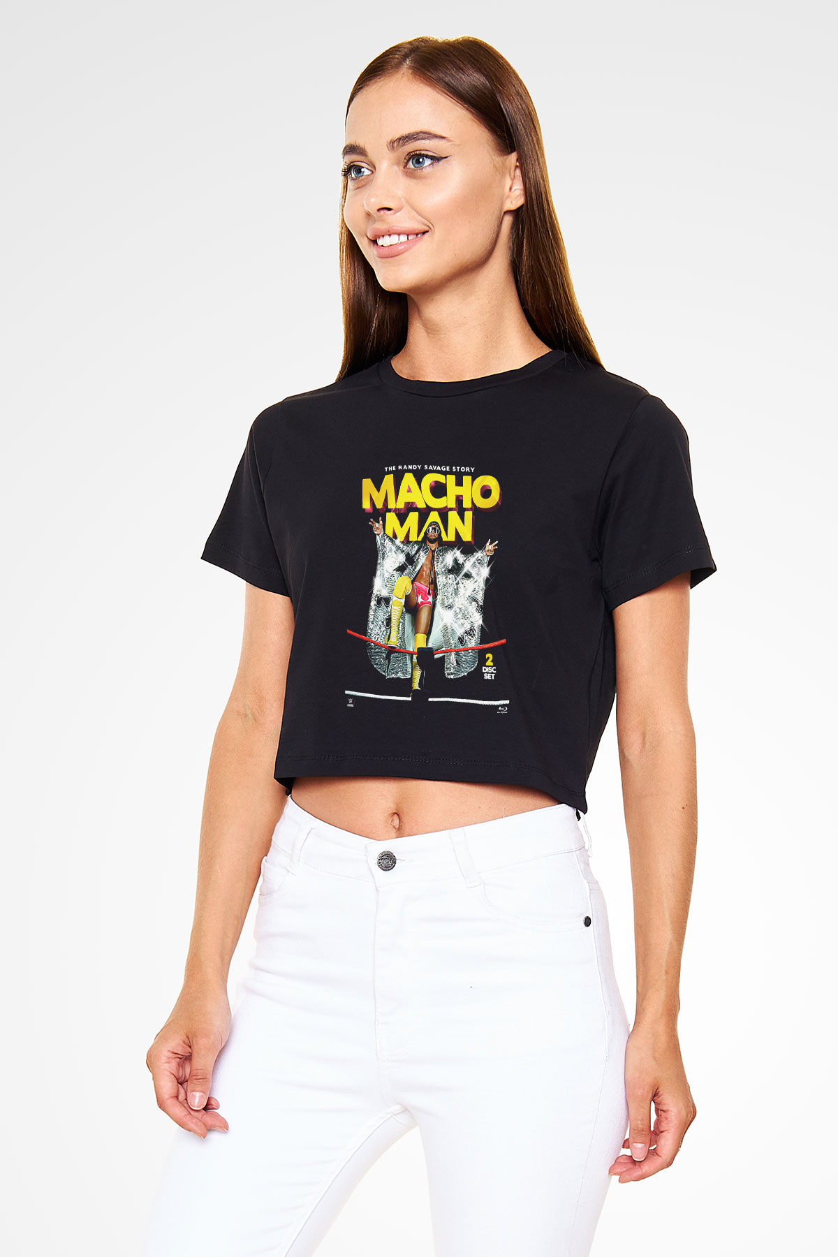 Randy Savage Siyah Crop Top Tişört