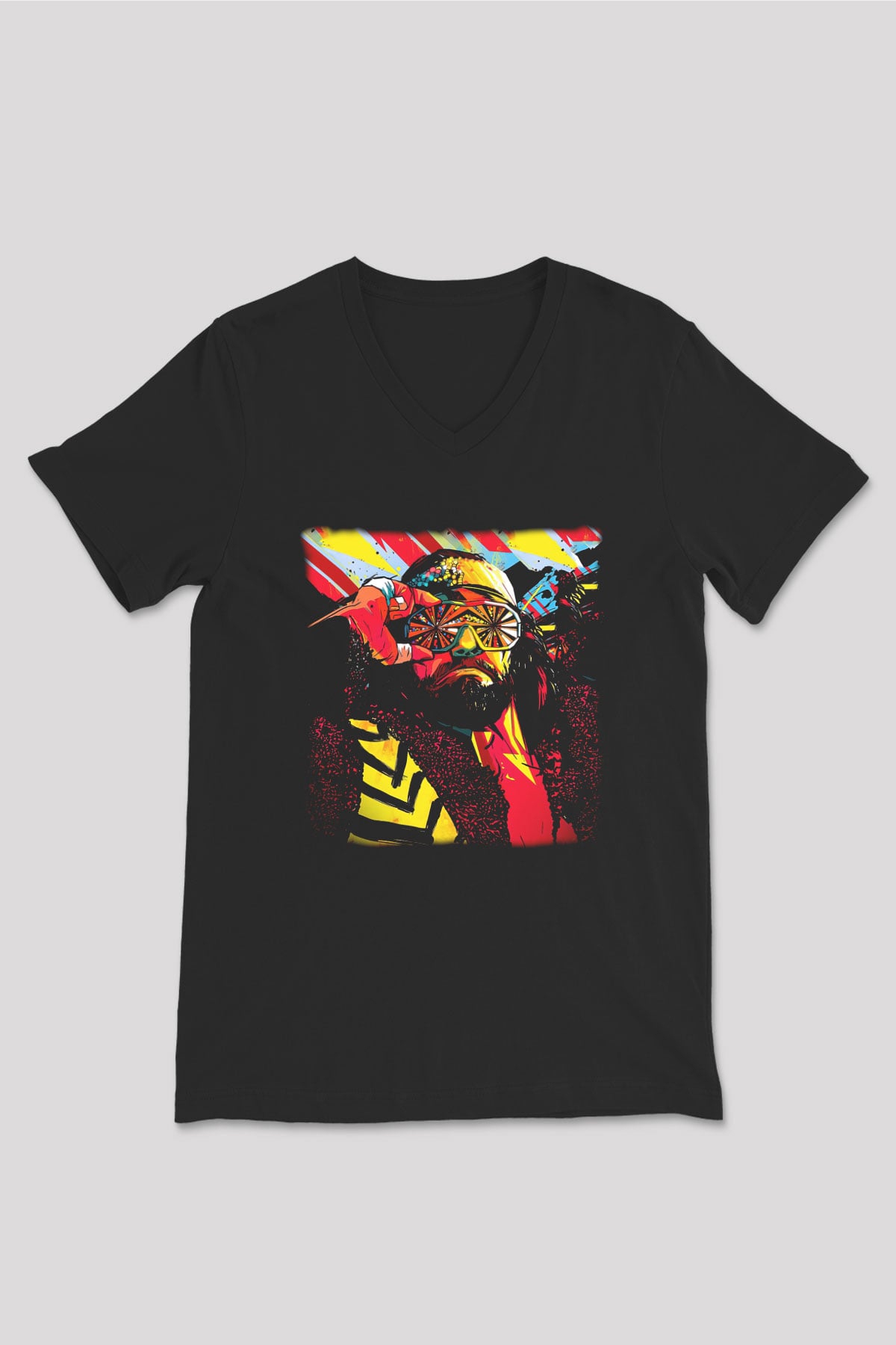 Randy Savage Siyah Unisex  V Yaka Tişört