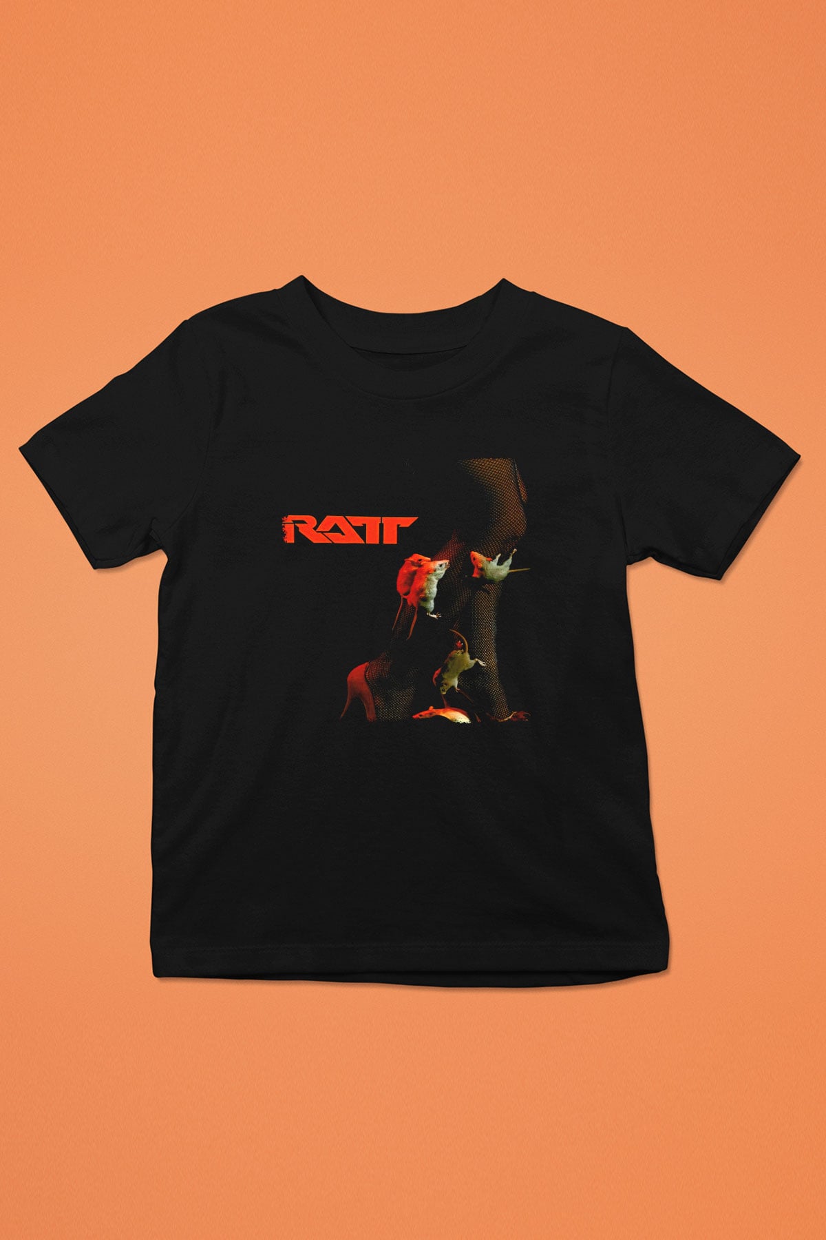 Ratt Baskılı Unisex Siyah Çocuk Tişört - Tshirt