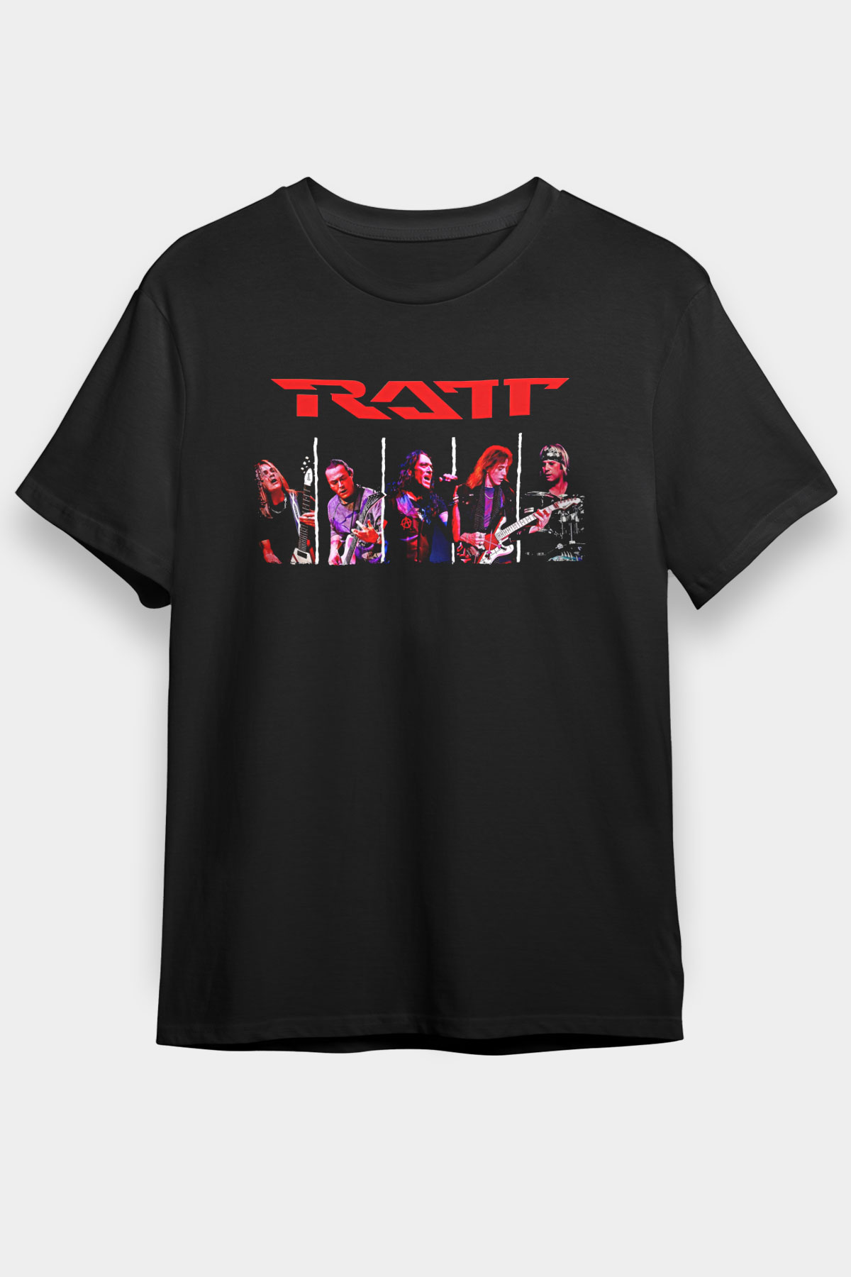 Ratt Baskılı Unisex Siyah Tişört - Tshirt