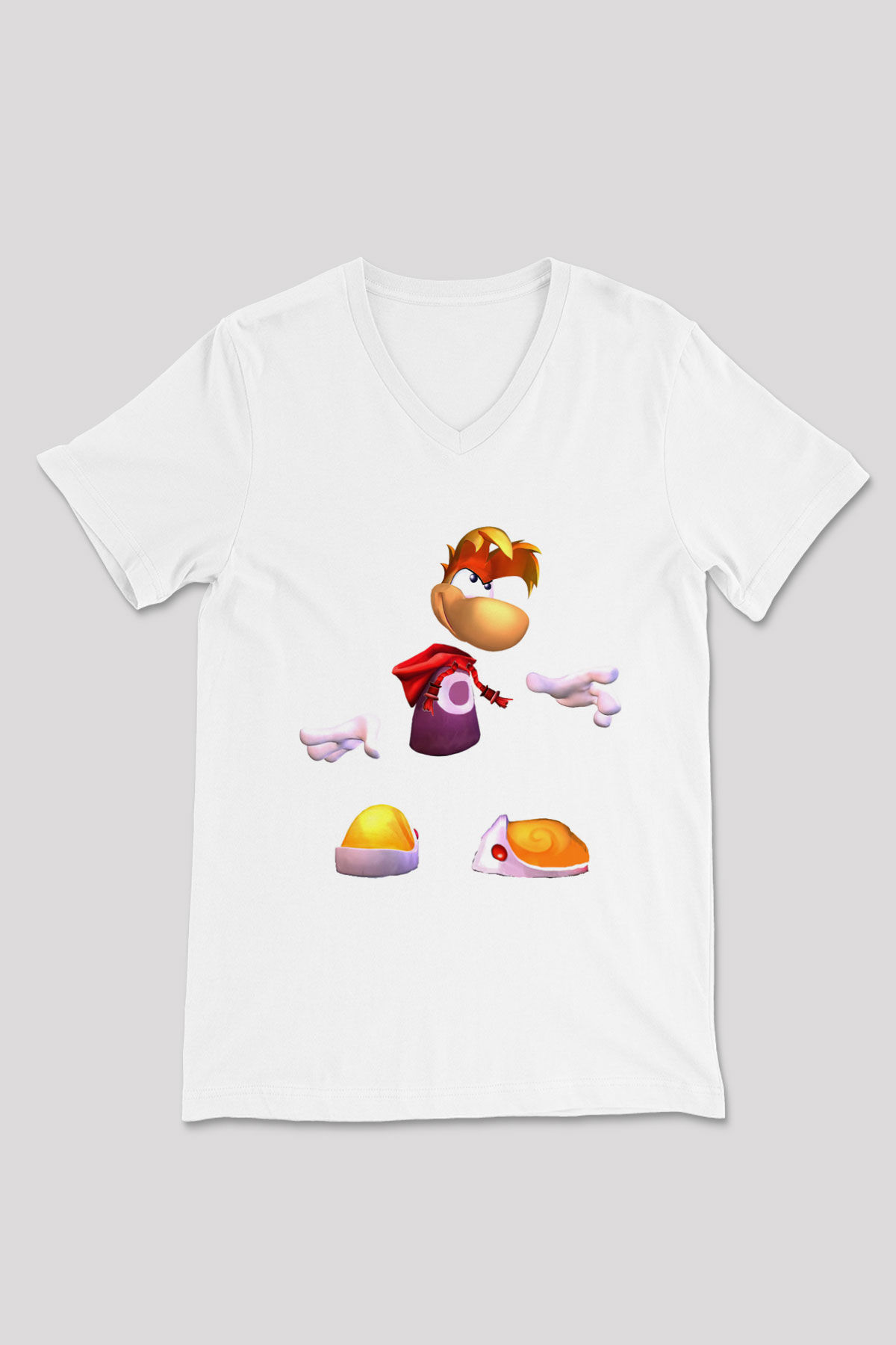 Rayman Beyaz Unisex V Yaka Tişört