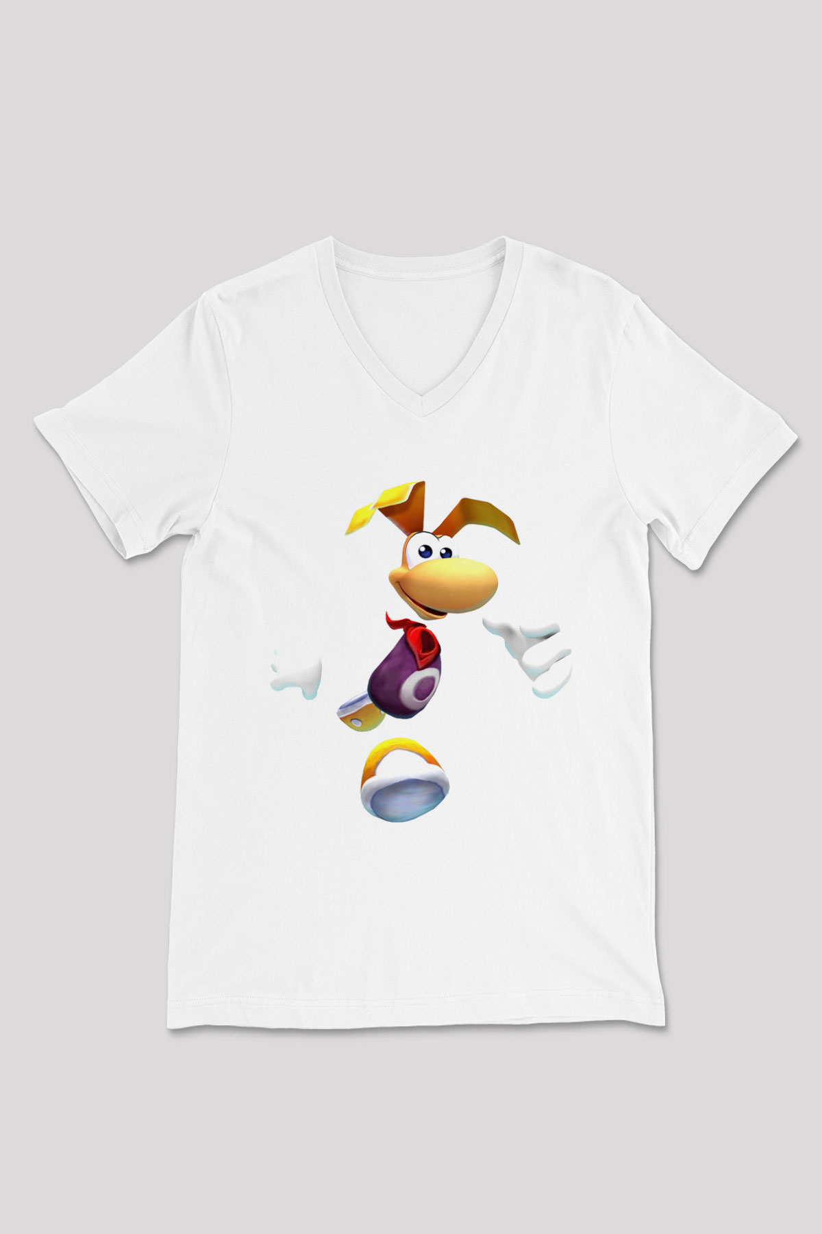 Rayman Beyaz Unisex V Yaka Tişört
