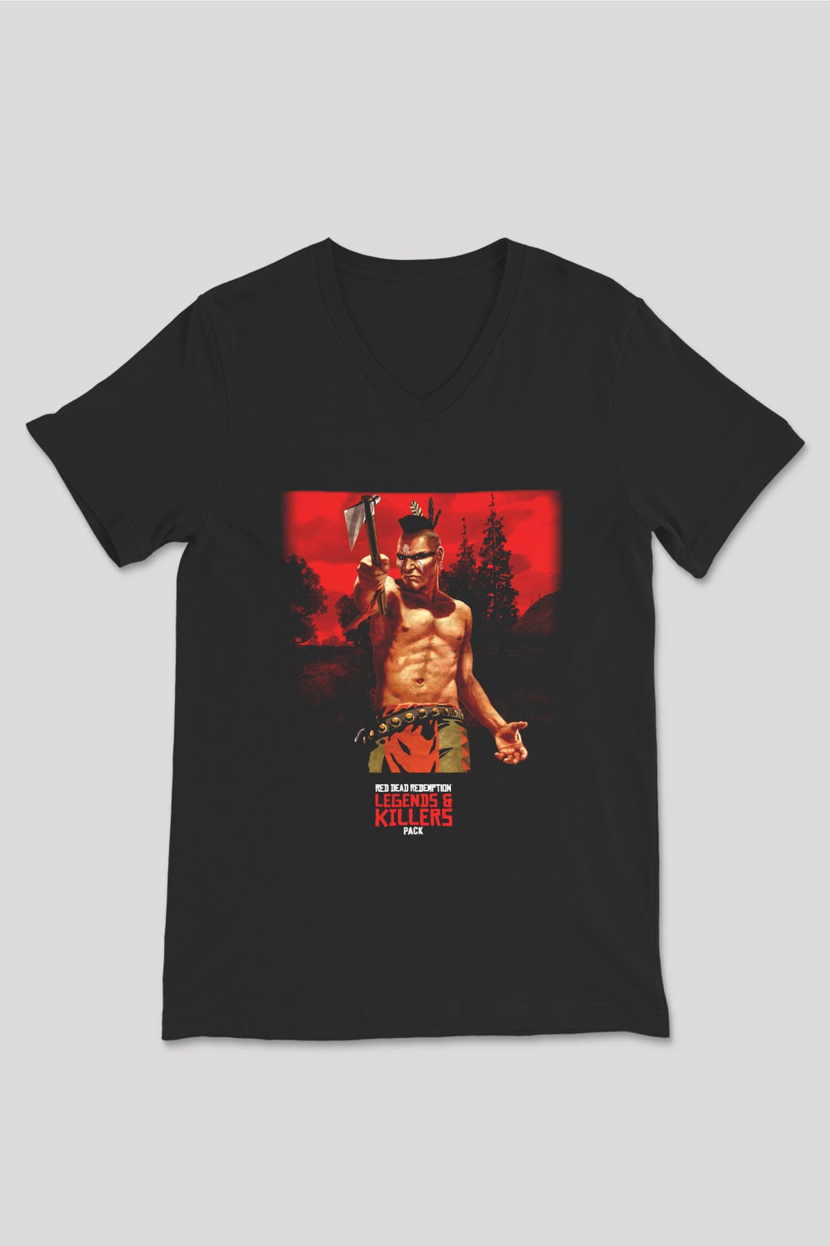 Red Dead Redemption Siyah Unisex V Yaka Tişört T-Shirt
