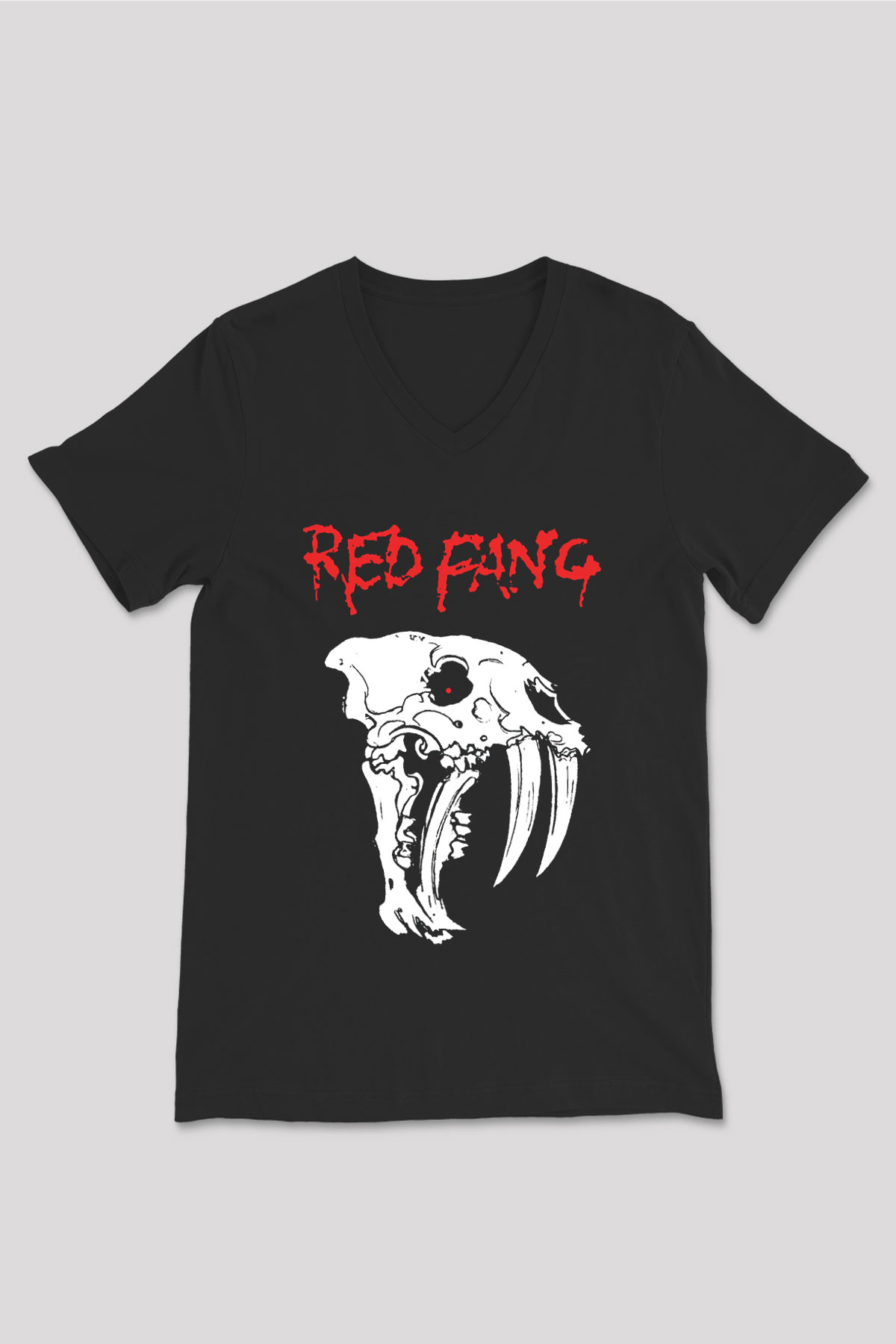 Red Fang Siyah Unisex V Yaka Tişört T-Shirt