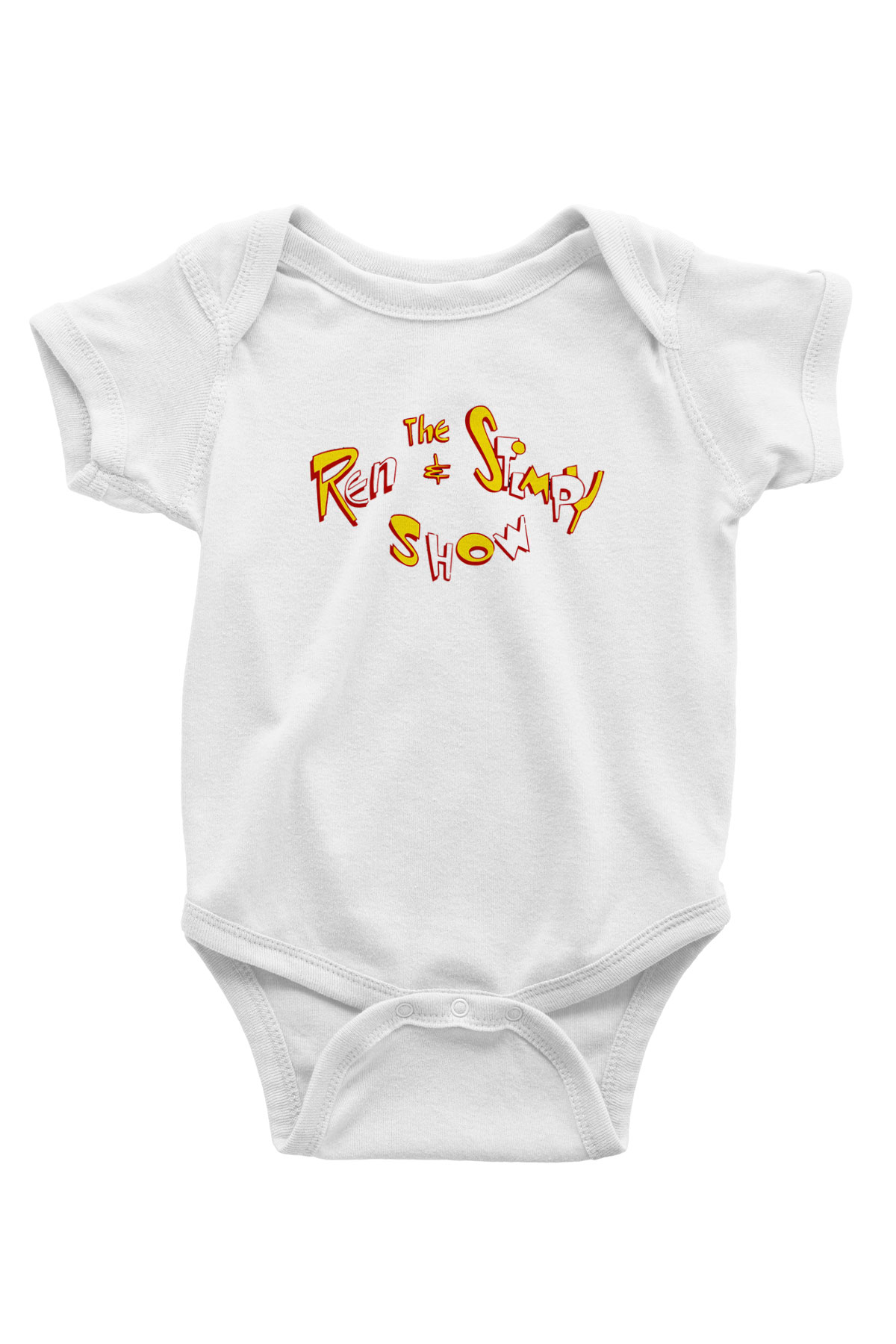 Ren and Stimpy Show Baskılı Beyaz Unisex Bebek Body - Zıbın
