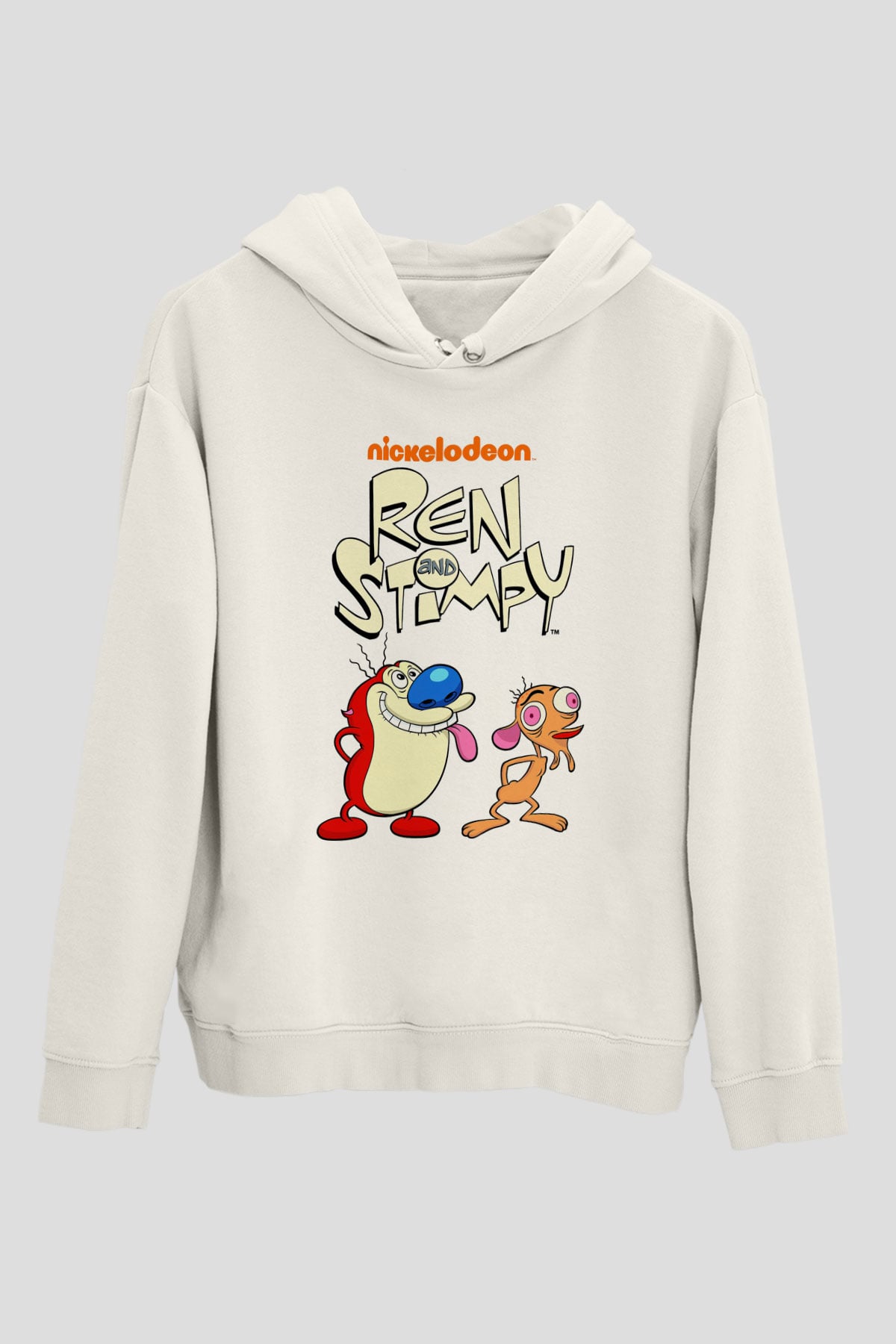 Ren and Stimpy Show Beyaz Unisex Hoodie