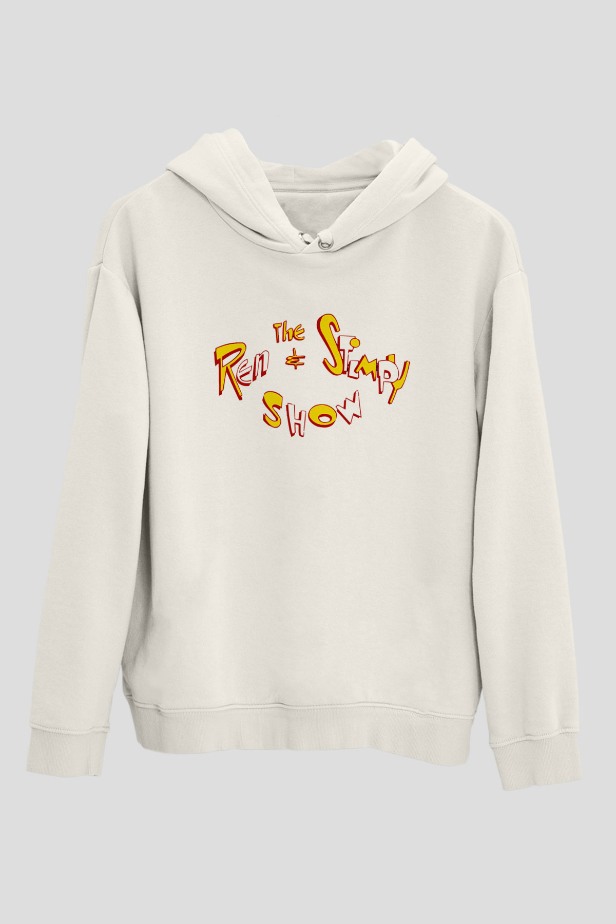 Ren and Stimpy Show Beyaz Unisex Kapşonlu Sweatshirt