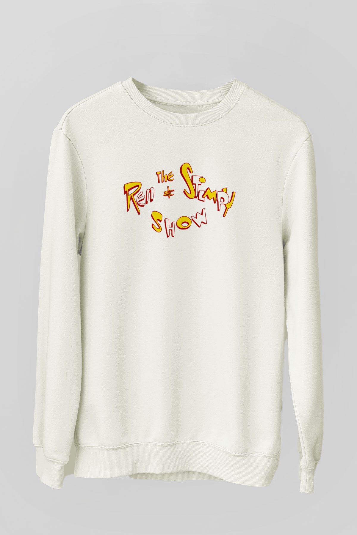 Ren and Stimpy Show Beyaz Unisex Sweatshirt
