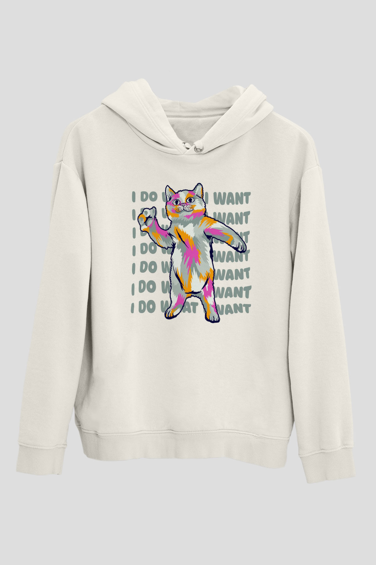 Renkli KediBeyaz  Unisex Hoodie