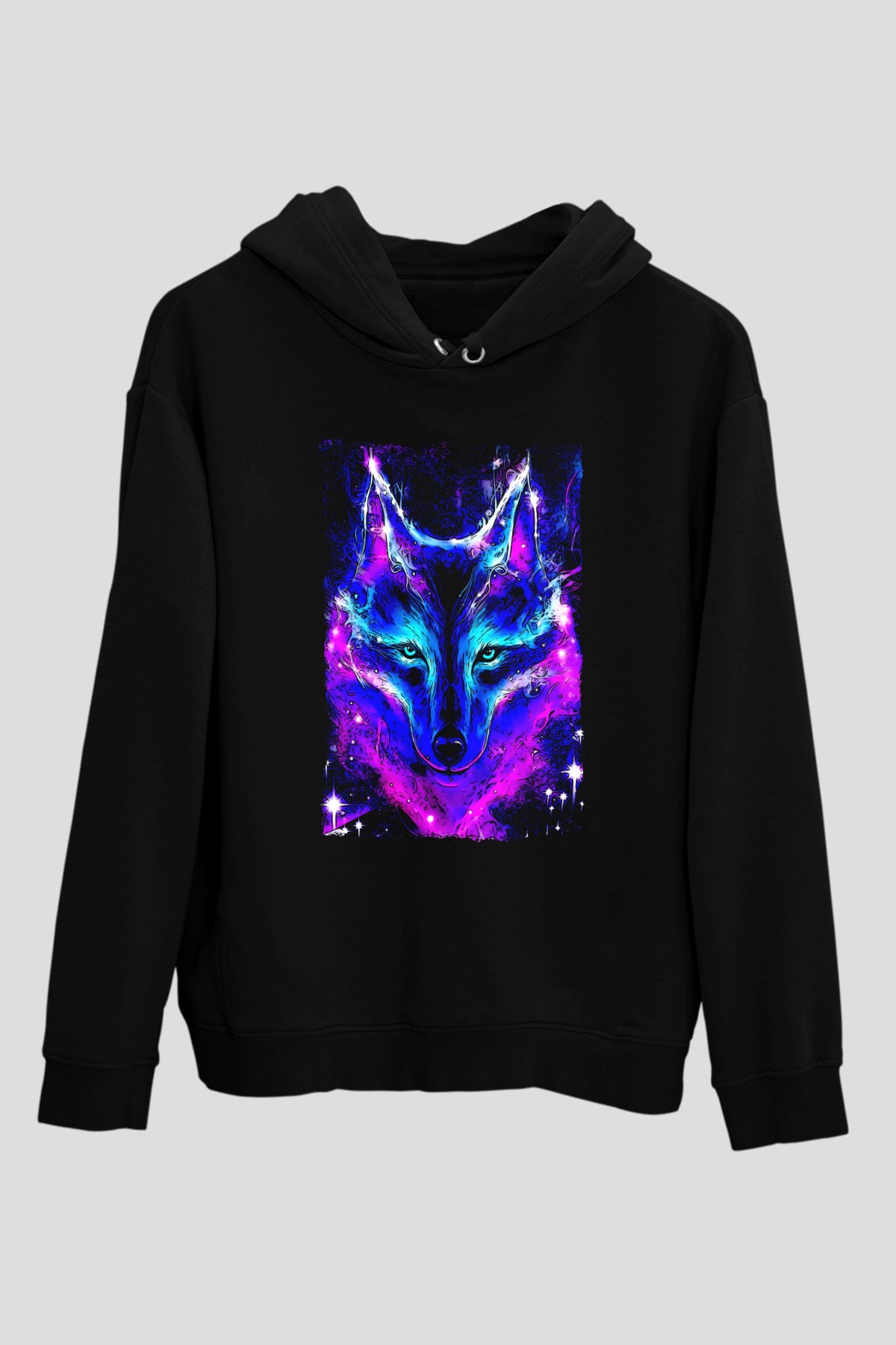Renkli KurtSiyah  Unisex Hoodie