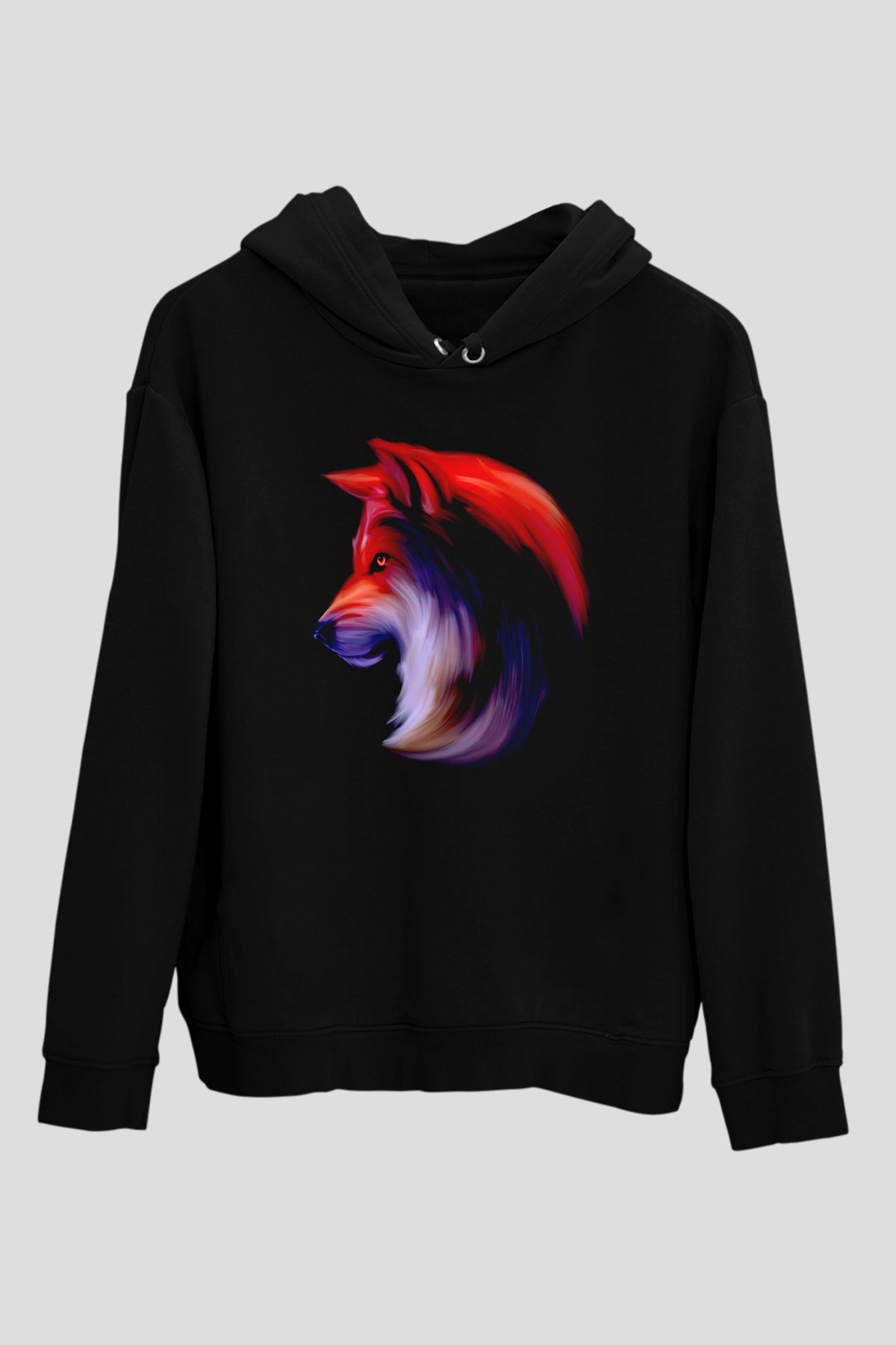 Renkli KurtSiyah  Unisex Hoodie