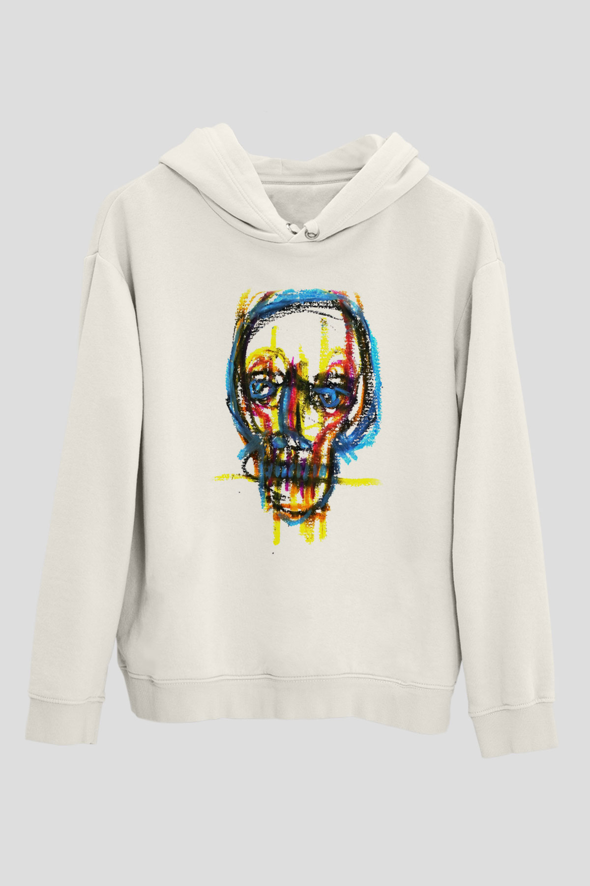 Renkli Kurukafa Beyaz  Unisex Hoodie
