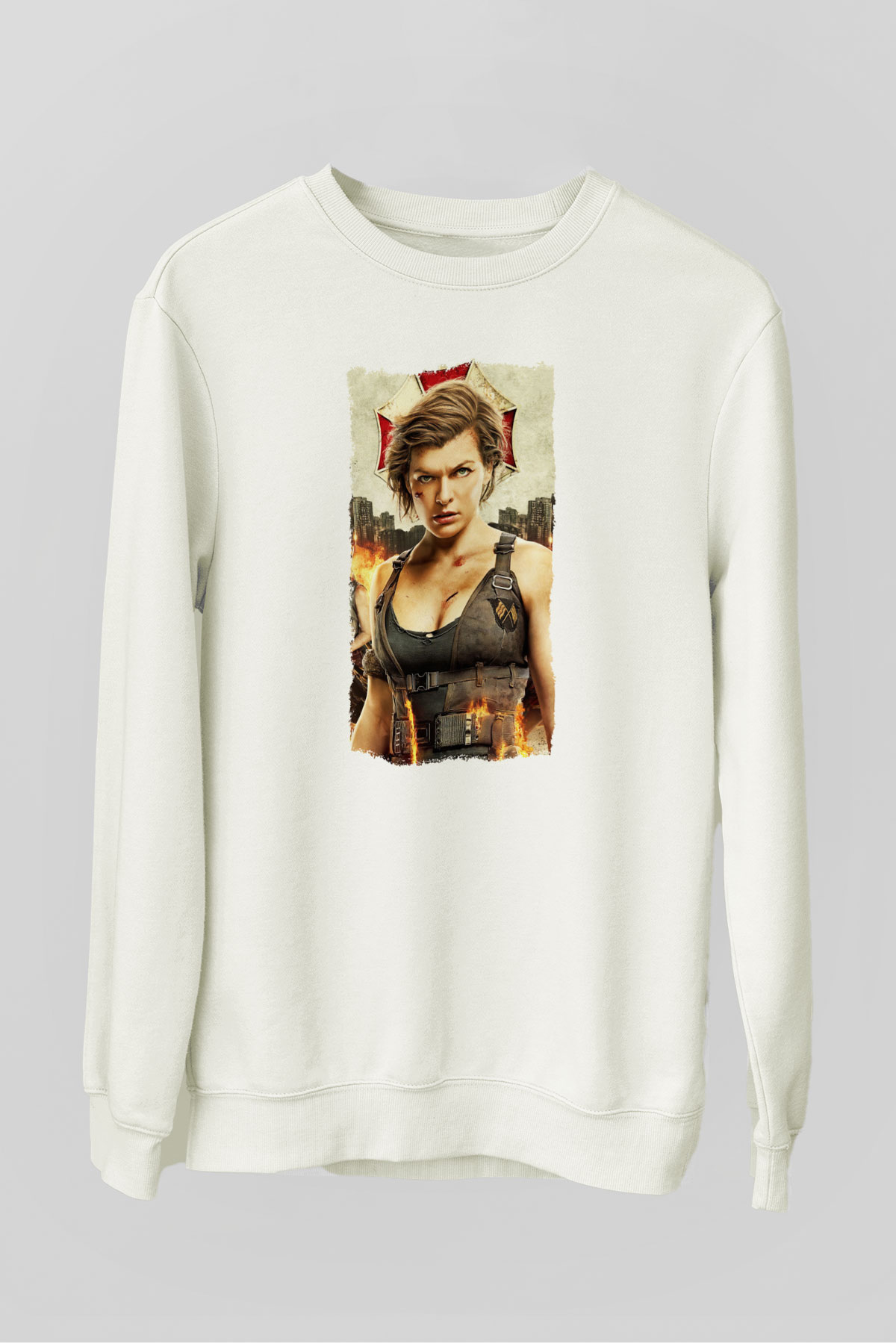 Resident Evil Beyaz Unisex Sweatshirt