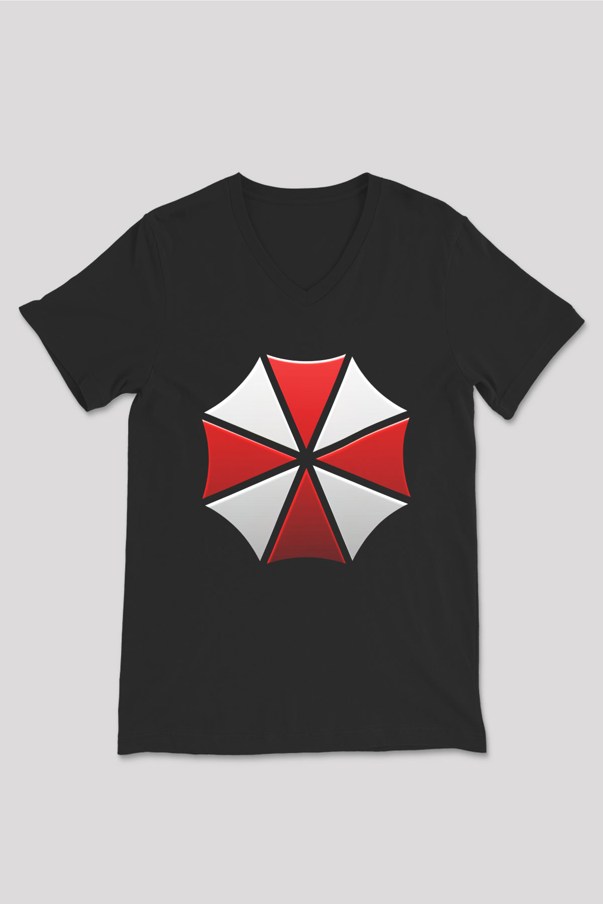 Resident Evil Siyah Unisex V Yaka Tişört T-Shirt